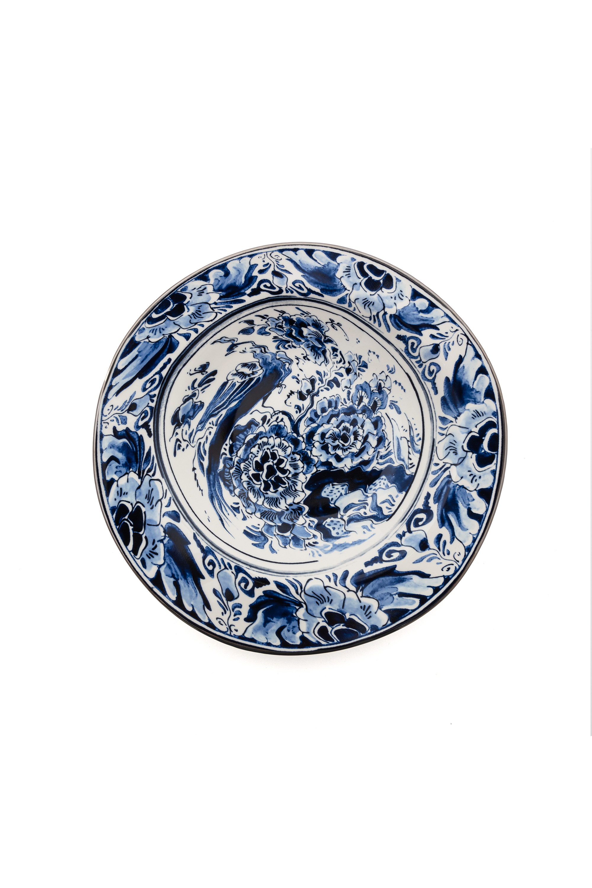 Diesel - 11222 SOUP PLATE IN PORCELAIN "CLASSIC O, Weiss/Blau - Image 1
