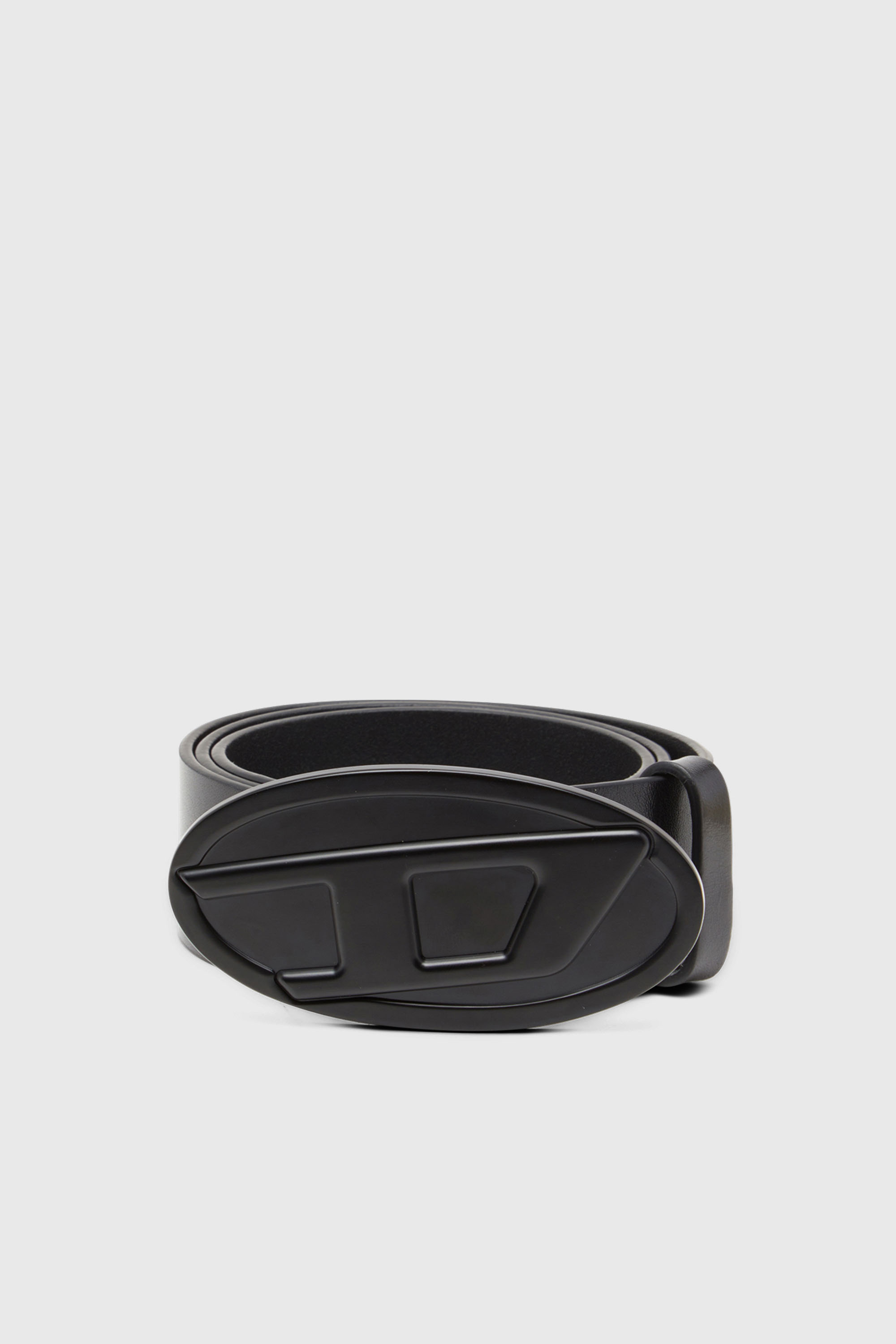 Diesel - B-1DR 2.0, Damen 4 cm breiter G&uuml;rtel aus Leder mit Oval D-Plakette in Schwarz - 1