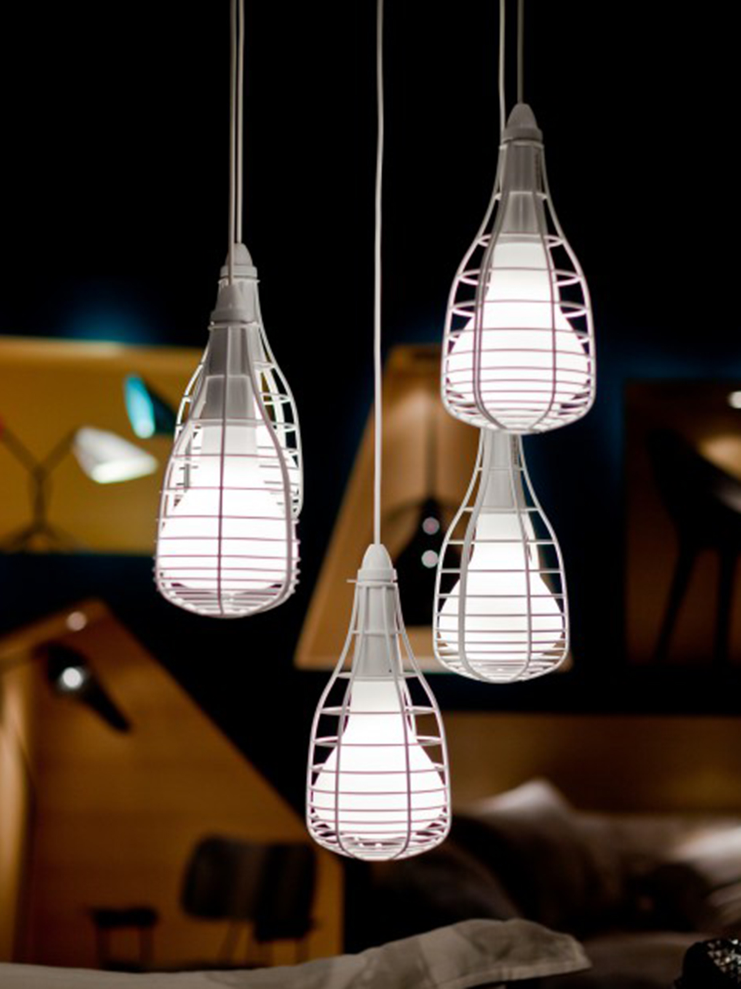 Diesel - CAGE SOSPENSIONE MIC, Unisex Wei&szlig;e Lampe mit eigenwilligem Schirm in K&auml;figoptik in Wei&szlig; - 3