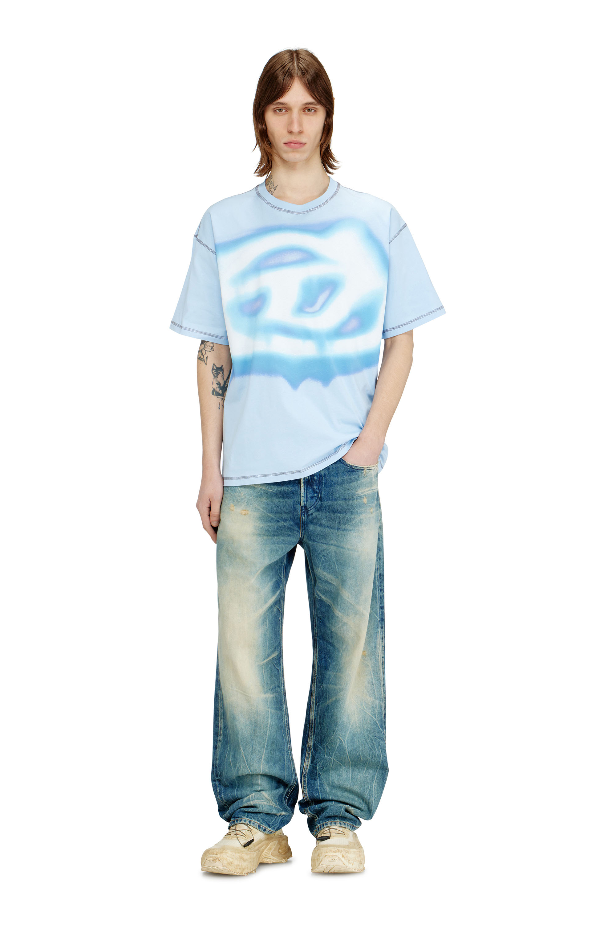Diesel - T-BOXT-V11, Herren Lockeres T-Shirt mit Wasser-Effekt-Print in Hellblau - 2