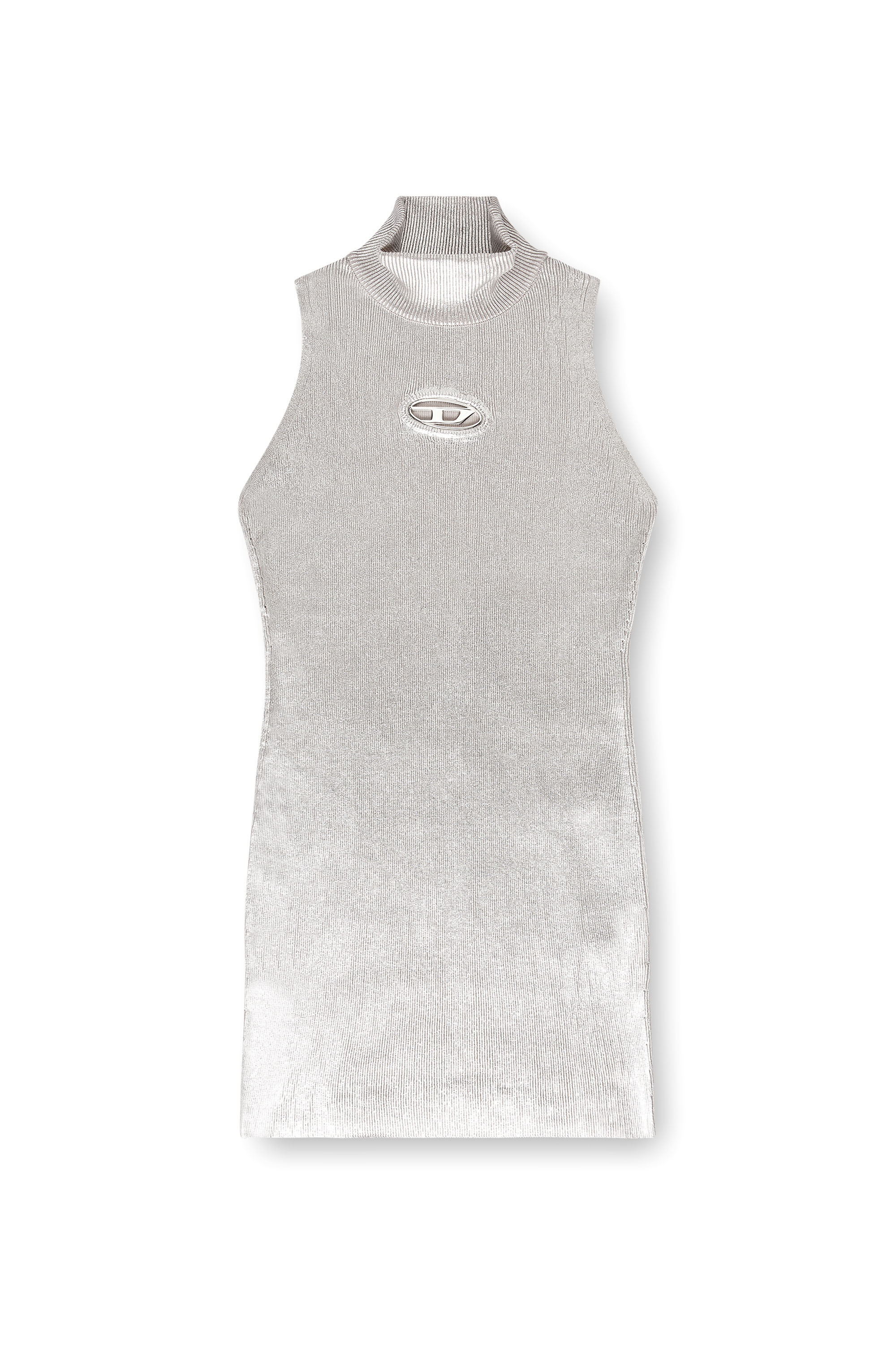 Diesel - M-ONERVAX, Damen Kurzes Kleid aus Metallic-Baumwolle in Silber - Image 1