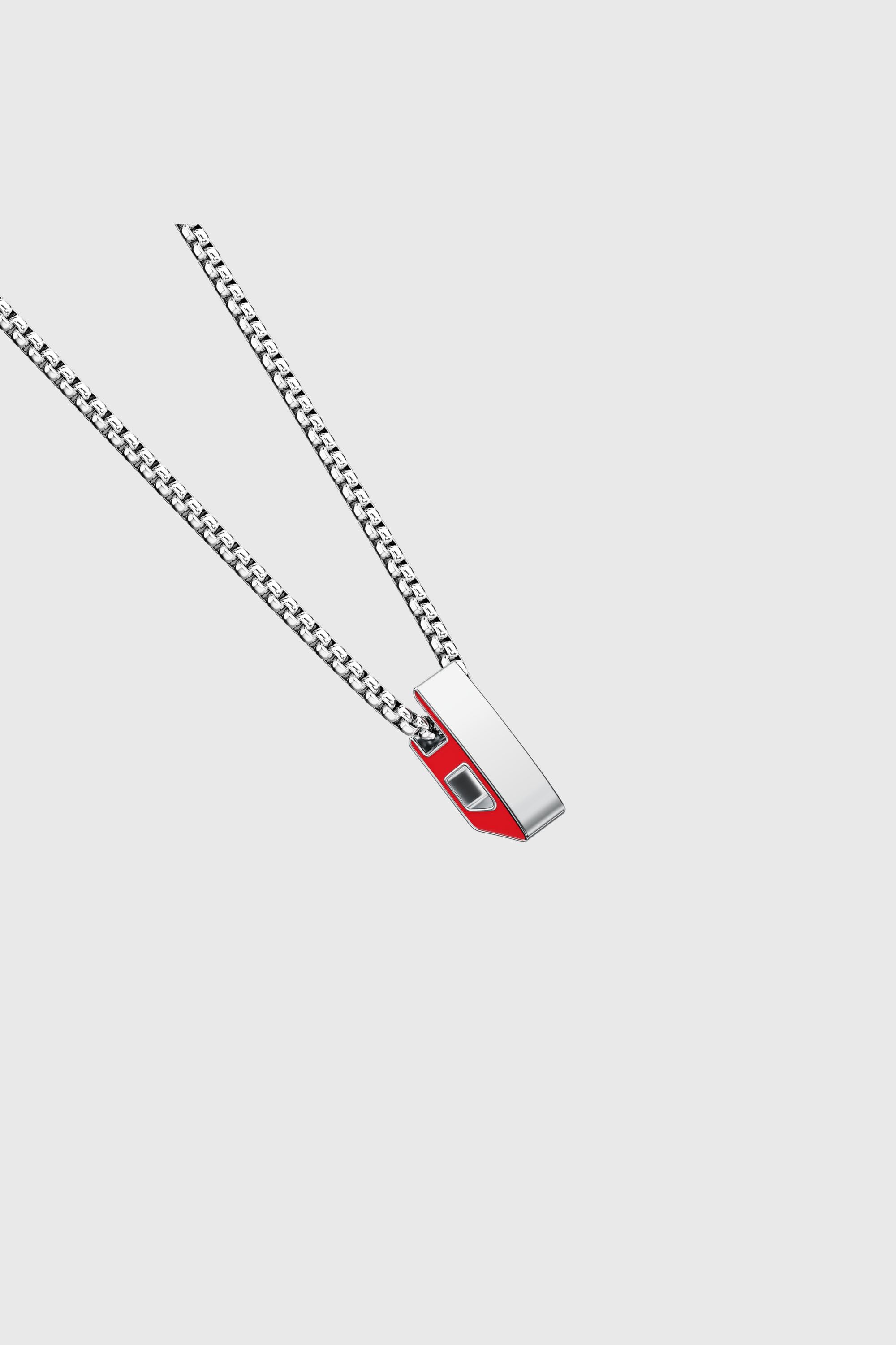 Diesel - DX1689040 JEWELLERY, Unisex Anh&auml;nger-Halskette aus Edelstahl in Silber/Rot - 2