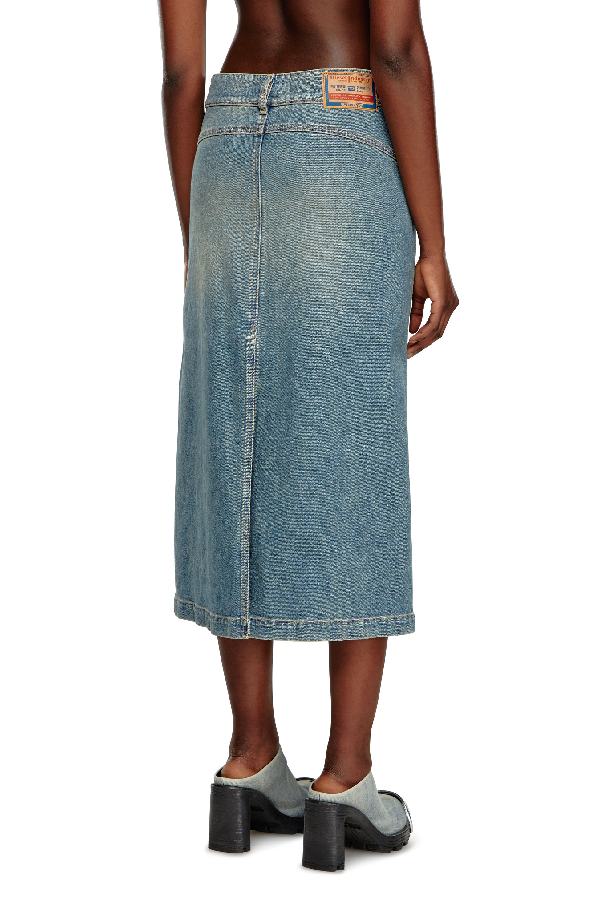 Diesel - DE-HUSH-MID, Woman Midi skirt in denim in Blue - Image 4