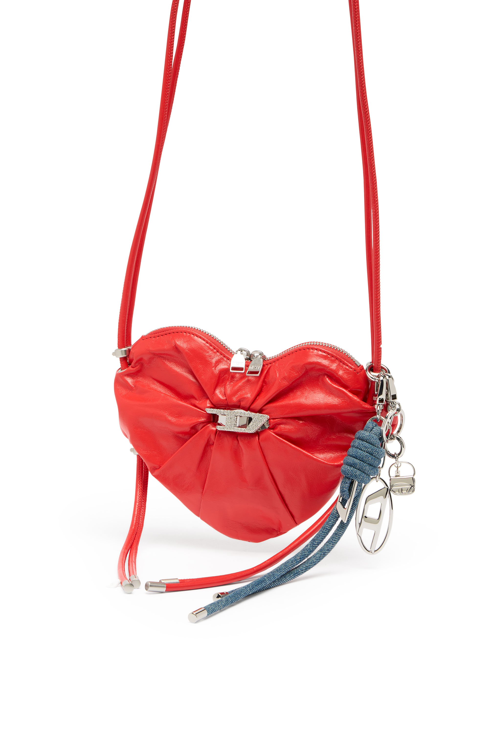 Diesel - SCRUNCH-D HEART, Damen Scrunch-D-Heart Schultertasche aus geknautschtem Leder in Rot - 2