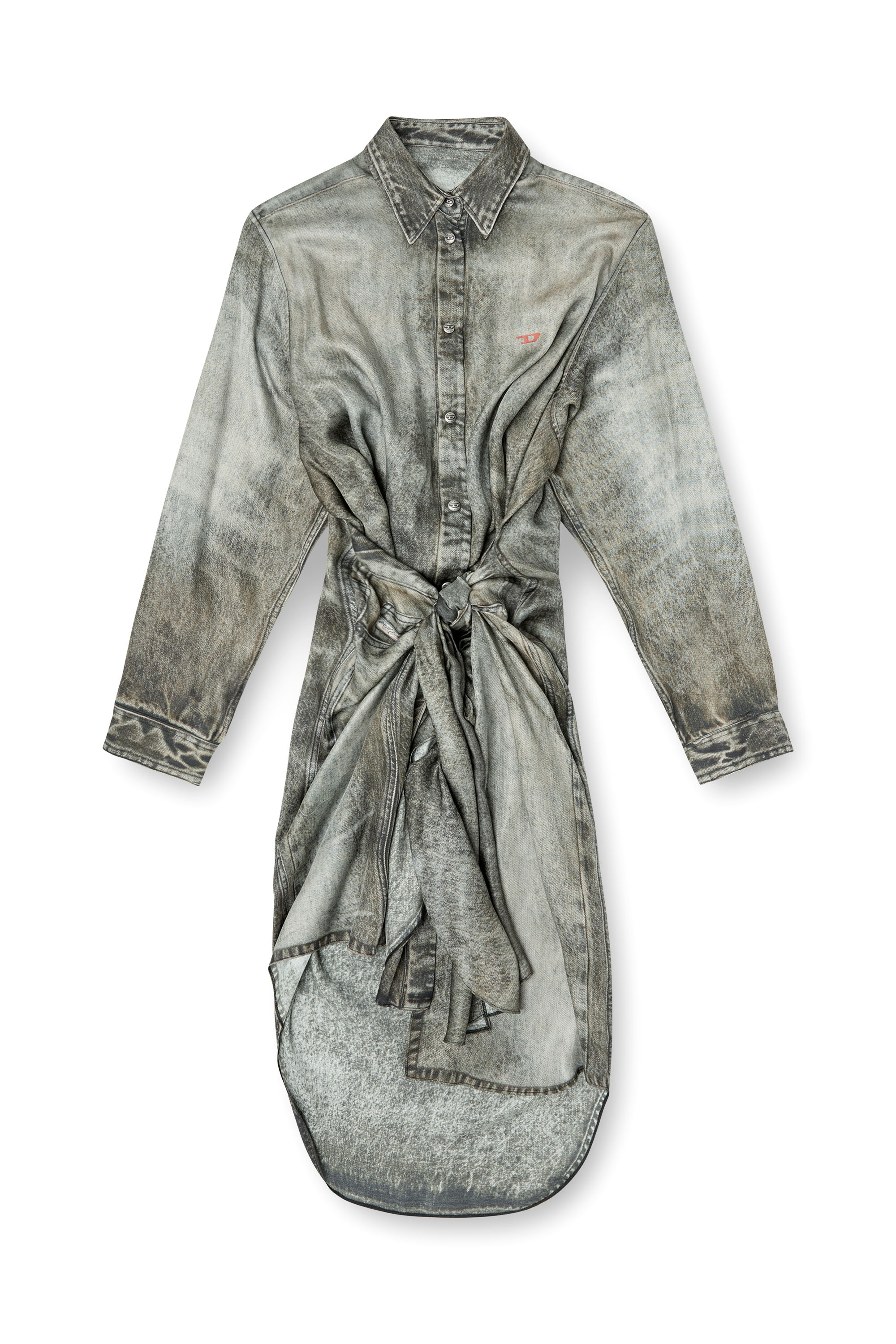 Diesel - D-ILETTA, Damen Wickel-Kleid aus Viskose im Denim-Look in Dunkelgrau - 2