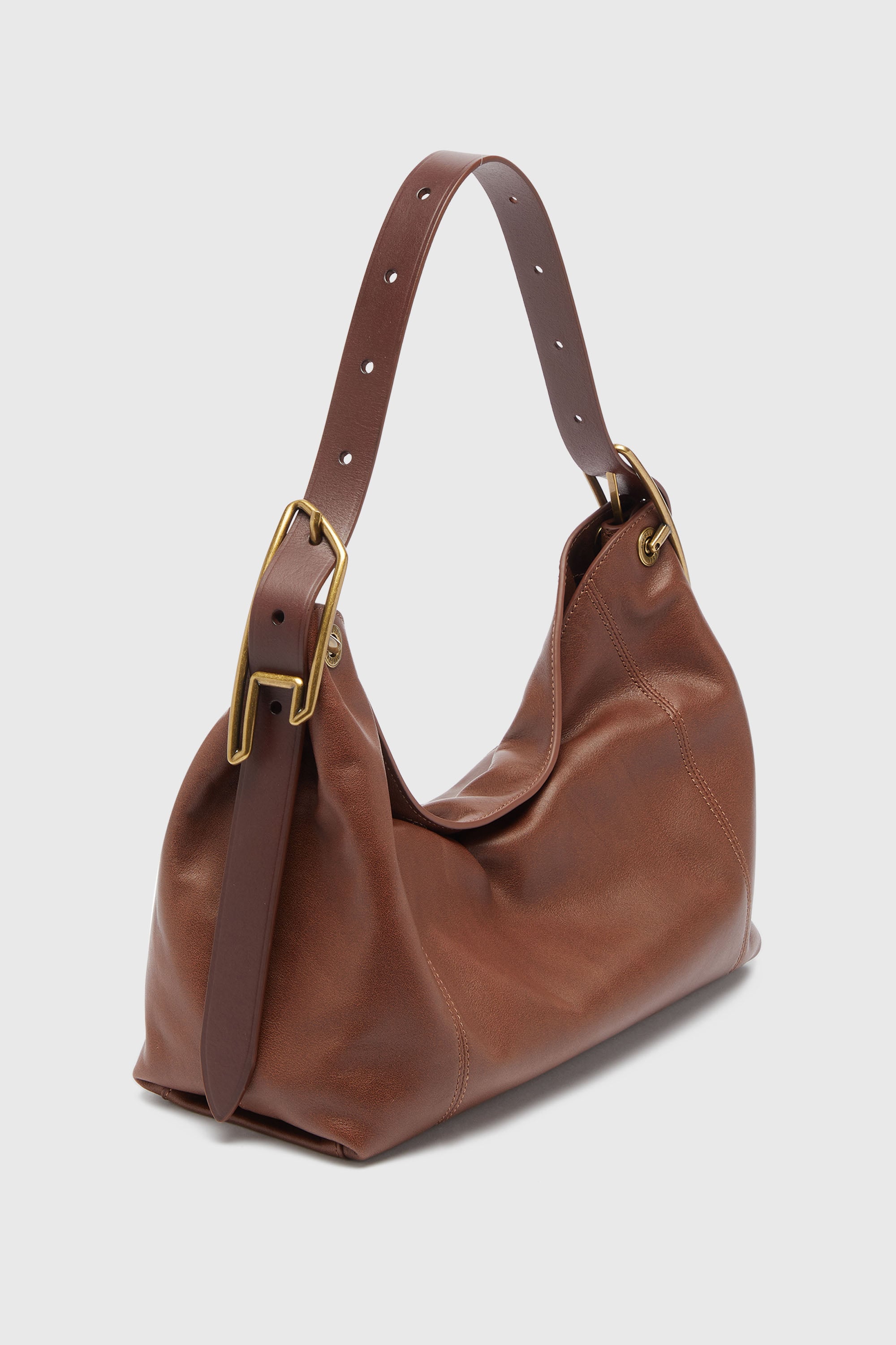 Diesel - D-LINE HOBO S, Damen D-Line Schultertasche aus Leder in Dunkelbraun - 2
