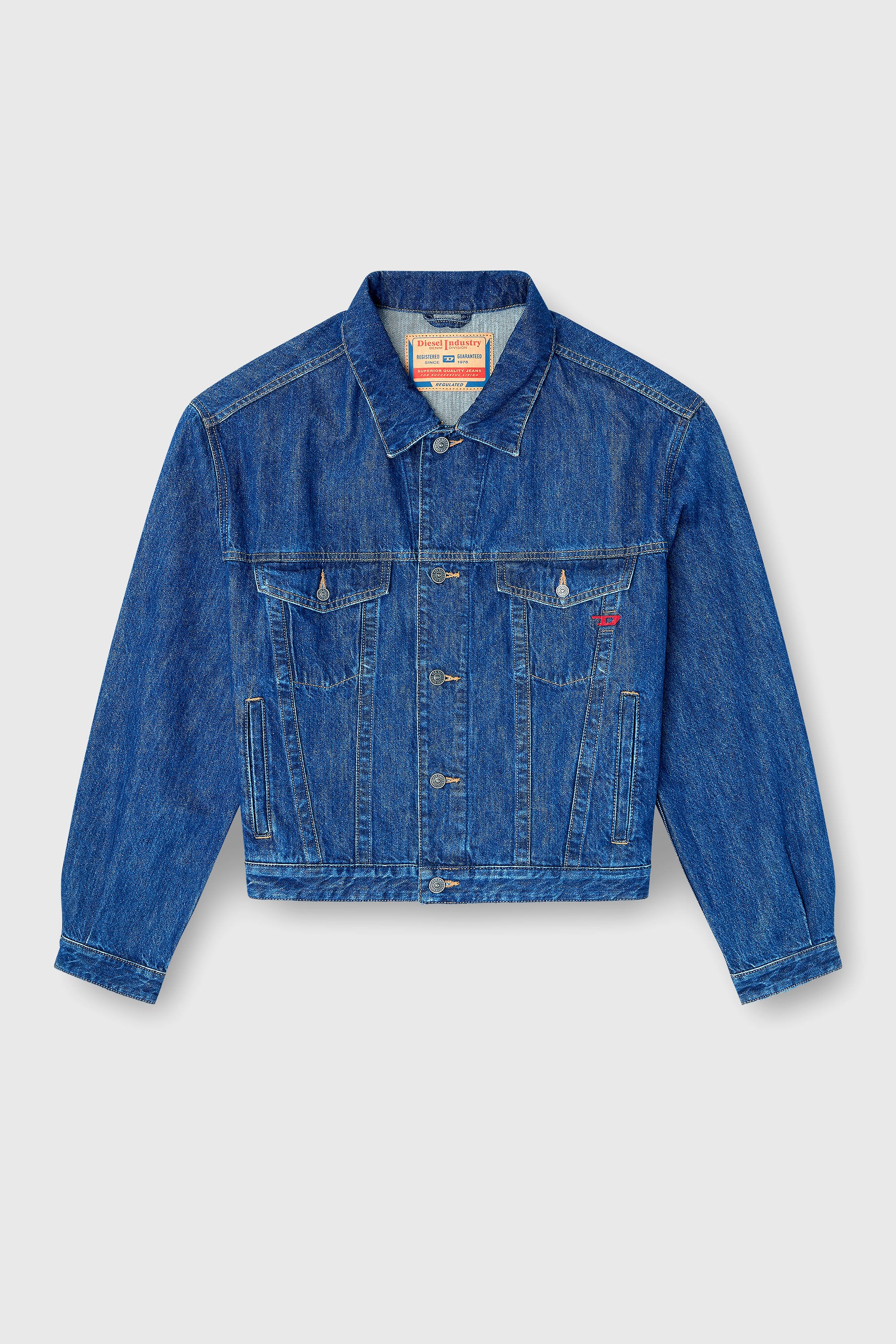 Diesel - D-RANGER, Herren Truckerjacke aus Denim in Mittelblau - 2