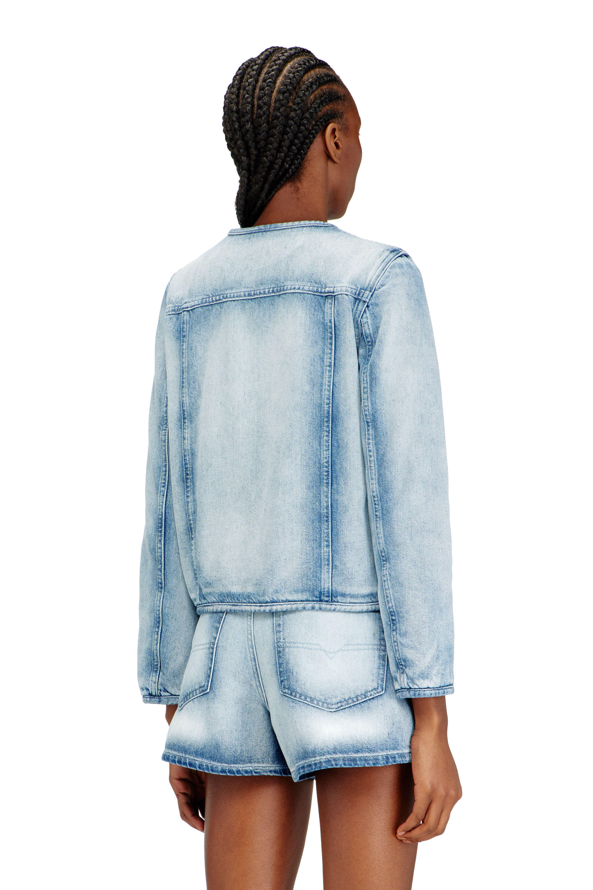 Diesel - DE-GRAFY-FSI1, Damen Jacke aus mittel-leichtem Skelett-Denim in Hellblau - 4