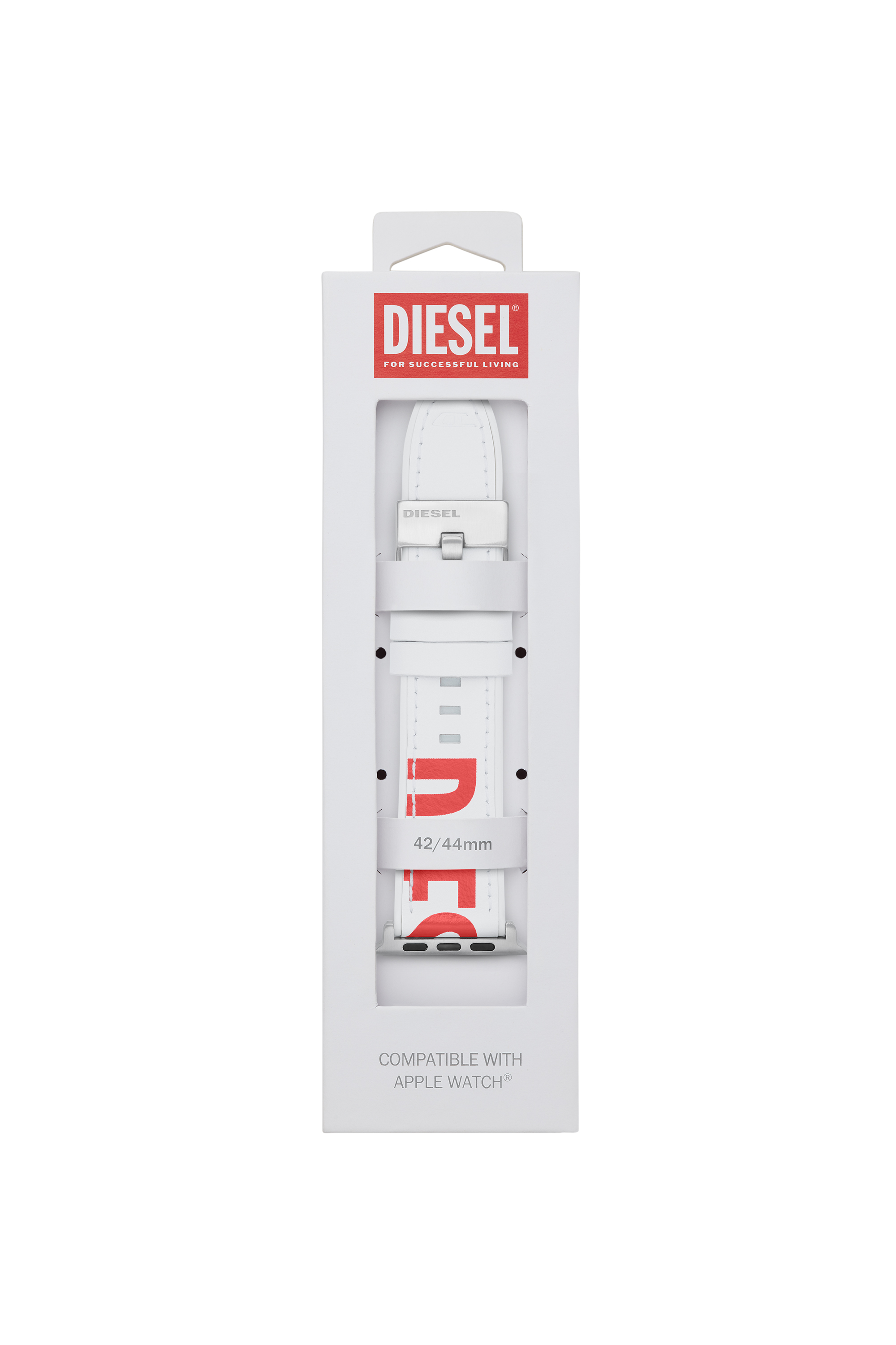 Diesel - DSS004, Unisex Leder Armband für Apple Watch®, 42mm, 44mm, 45mm in Weiß - 2