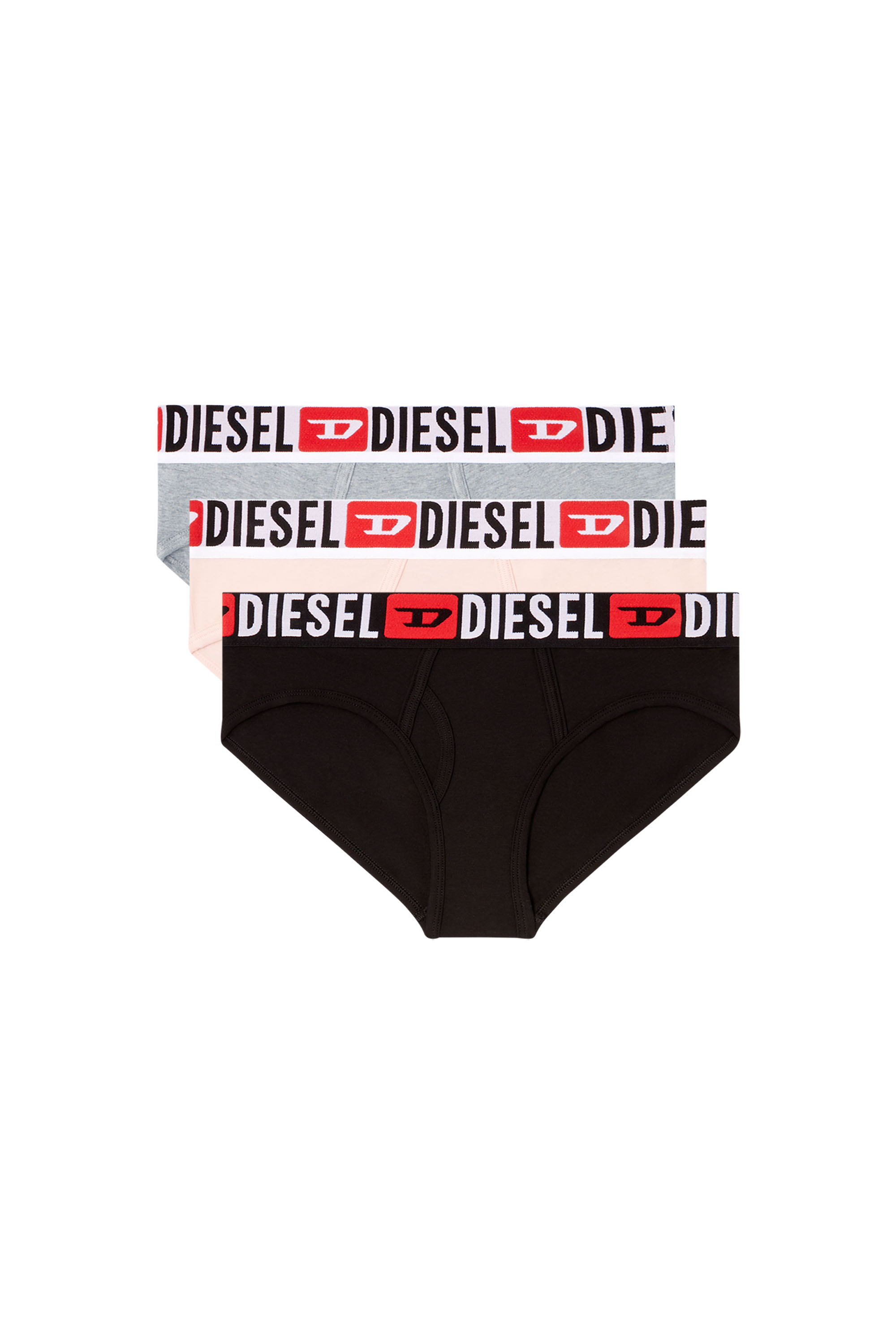 Diesel - OXY-D-CORE-3PACK, Damen Slips mit Maxilogo-Bund im Dreierpack in Rosa/Grau - 2