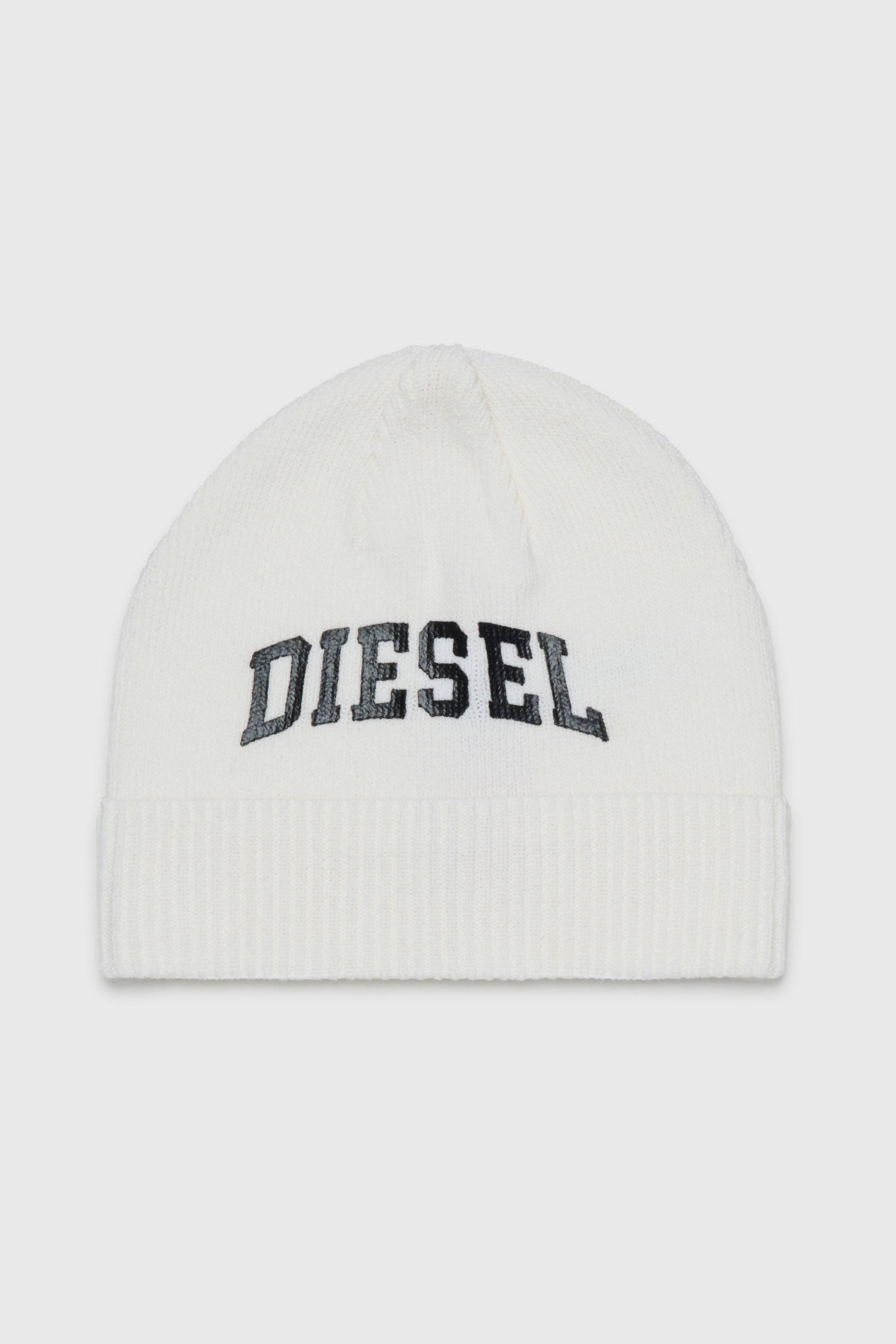Diesel - FBAND, Unisex Beanie aus Wollmischung mit Logo in Wei&szlig; - 1