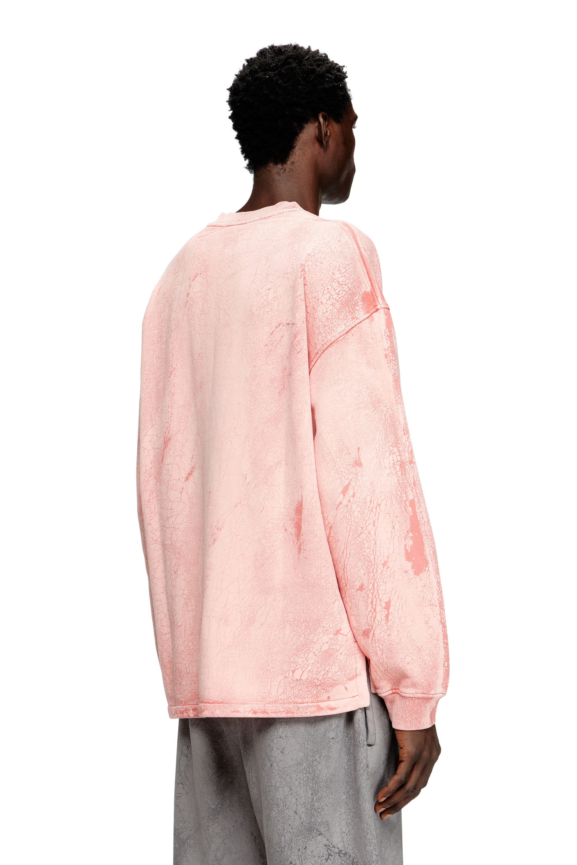 Diesel - S-BAXT-T1, Herren Gerissenes Sweatshirt mit Mikro-Logo in Rosa - 4