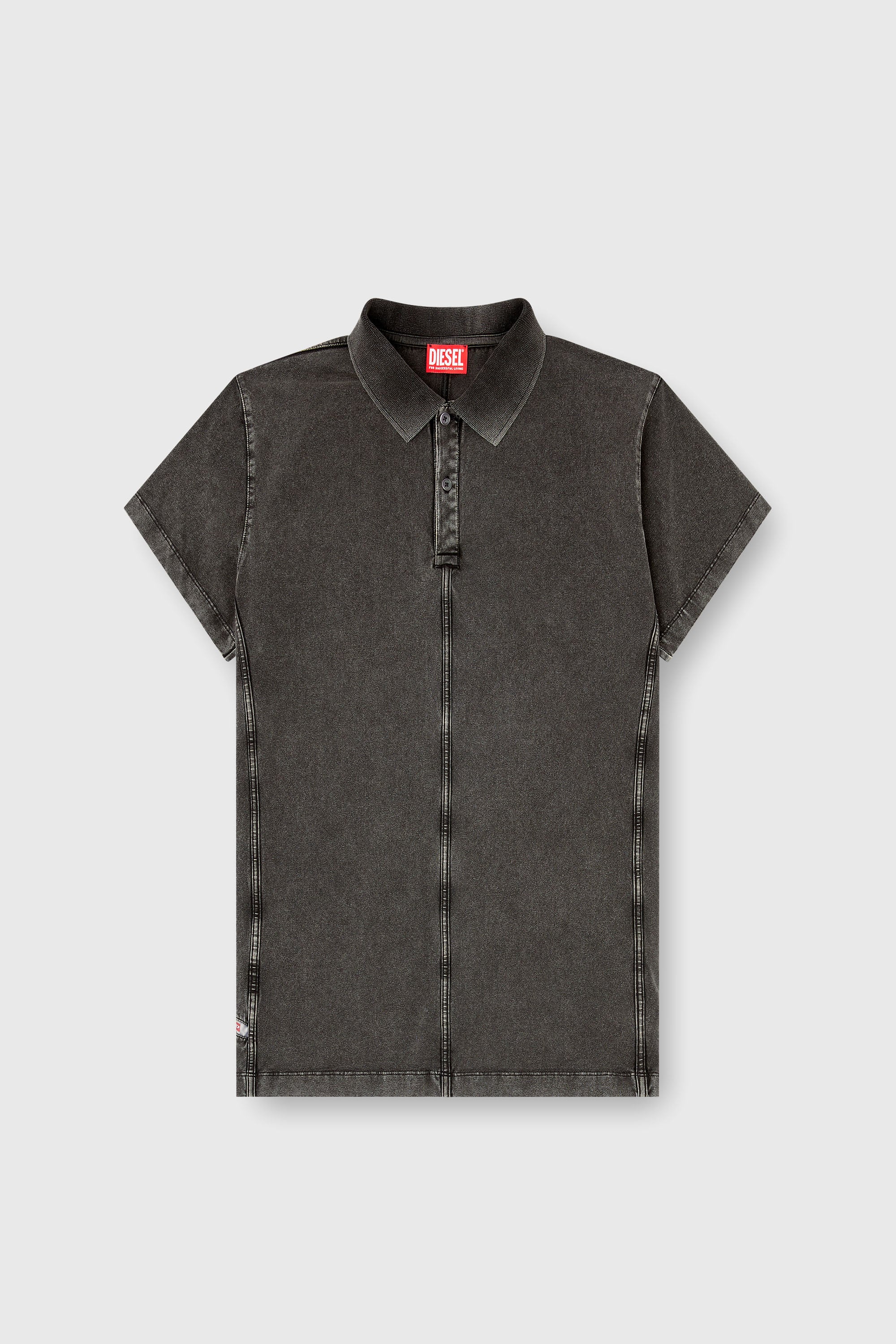 Diesel - T-NOMELY, Herren Poloshirt aus Jersey in Denim-Optik in Schwarz - 2