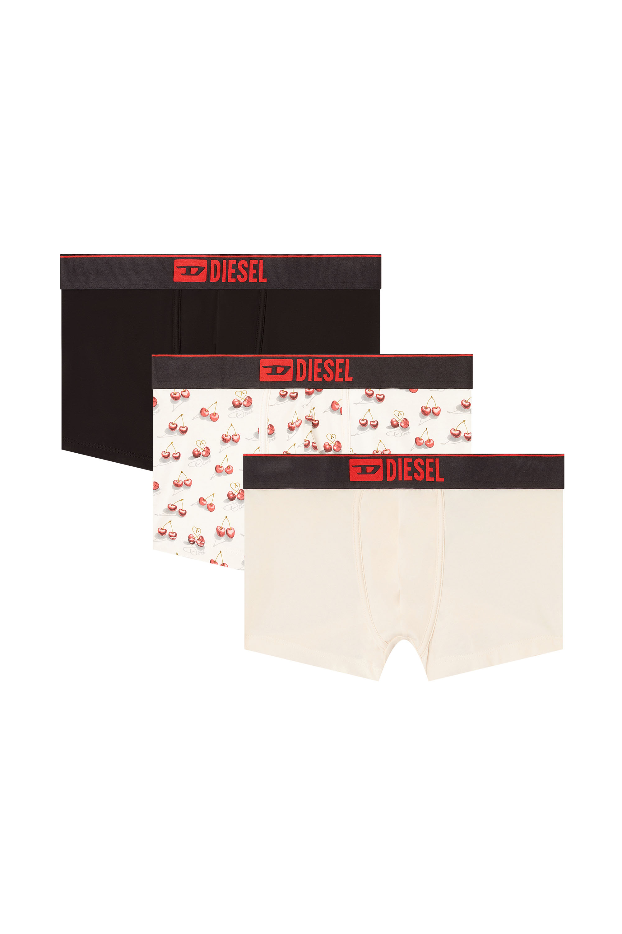 Diesel - DAMIEN-GFT-3PACK, Herren 3er-Pack Boxershorts mit Kirschherz-Muster in Weiß - 1