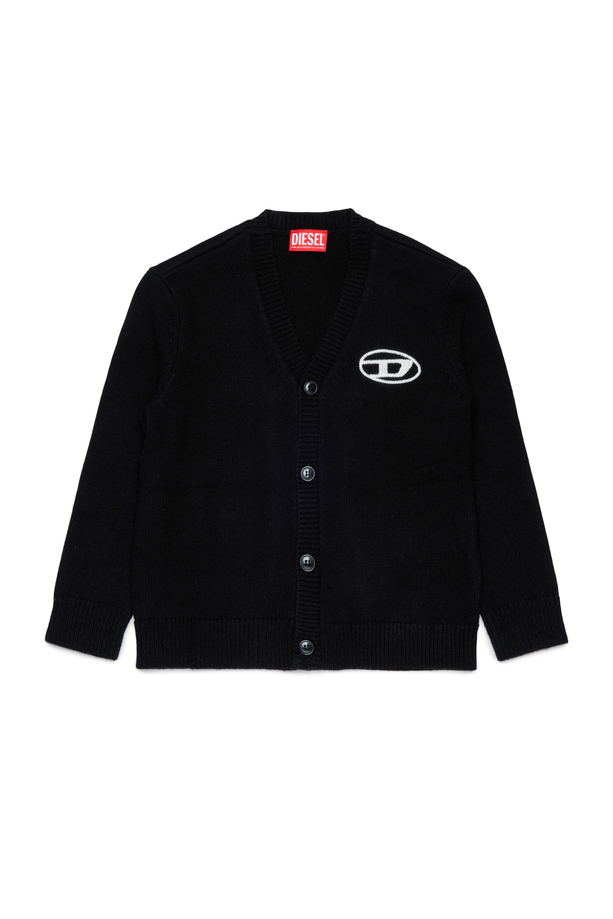 Diesel - KLABO CARDIGAN OVER, Herren Cardigan mit Kaschmir und Oval D Logo in Schwarz - 1