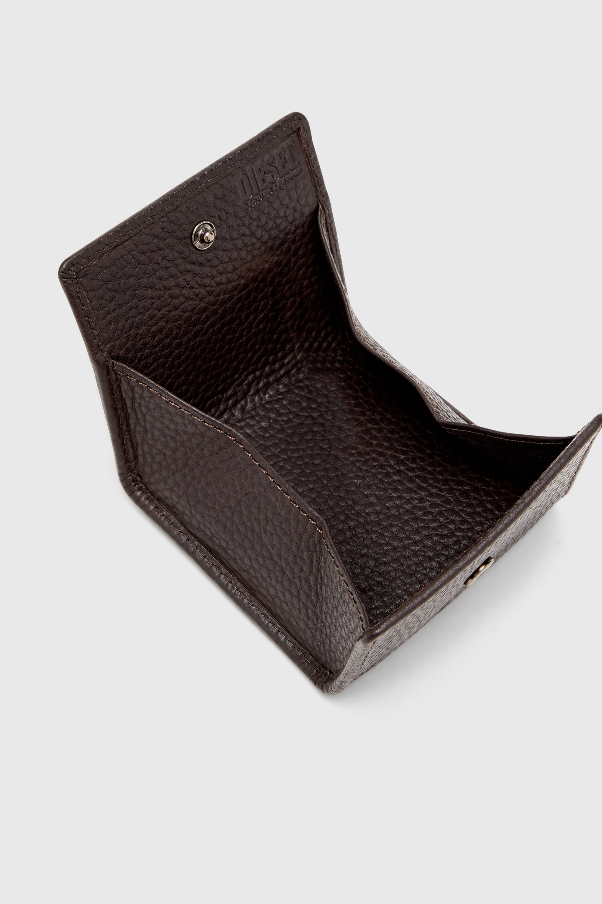 Diesel - HISSU EVO COIN CASE, Herren M&uuml;nzetui aus genarbtem Leder in Dunkelbraun - 3