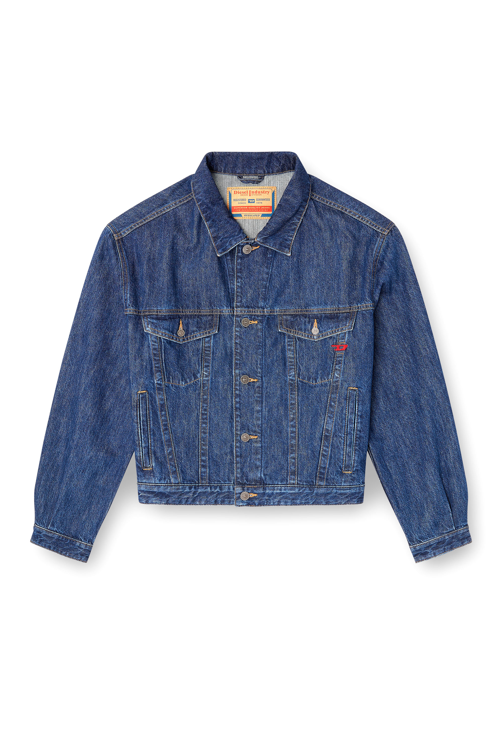 Diesel - D-RANGER, Unisex Truckerjacke aus DNA-Denim in Mittelblau - 3