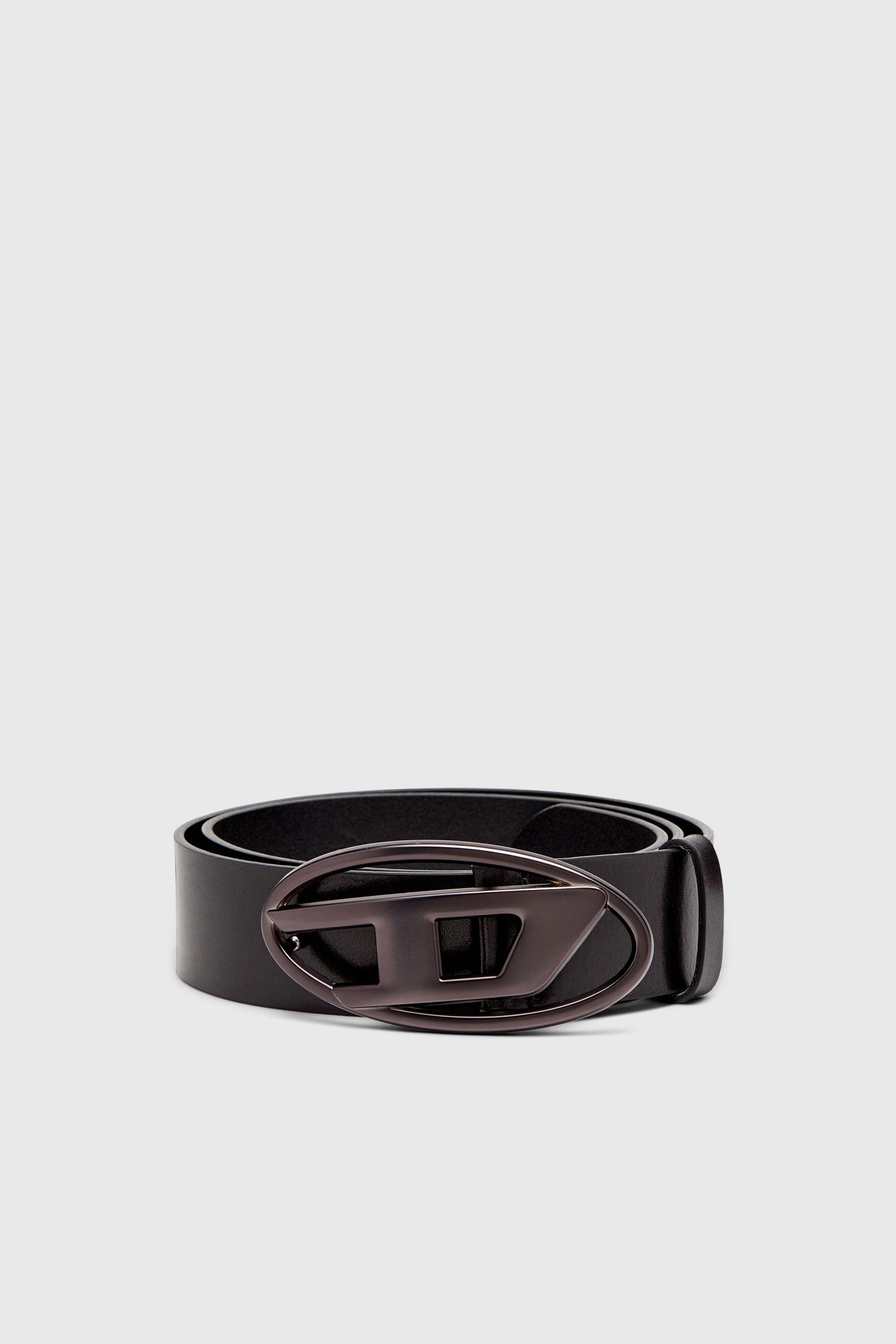 Diesel - B-1DR, Unisex 3.9cm G&uuml;rtel aus Leder mit Metallic-Oval D-Schnalle in Schwarz - 1