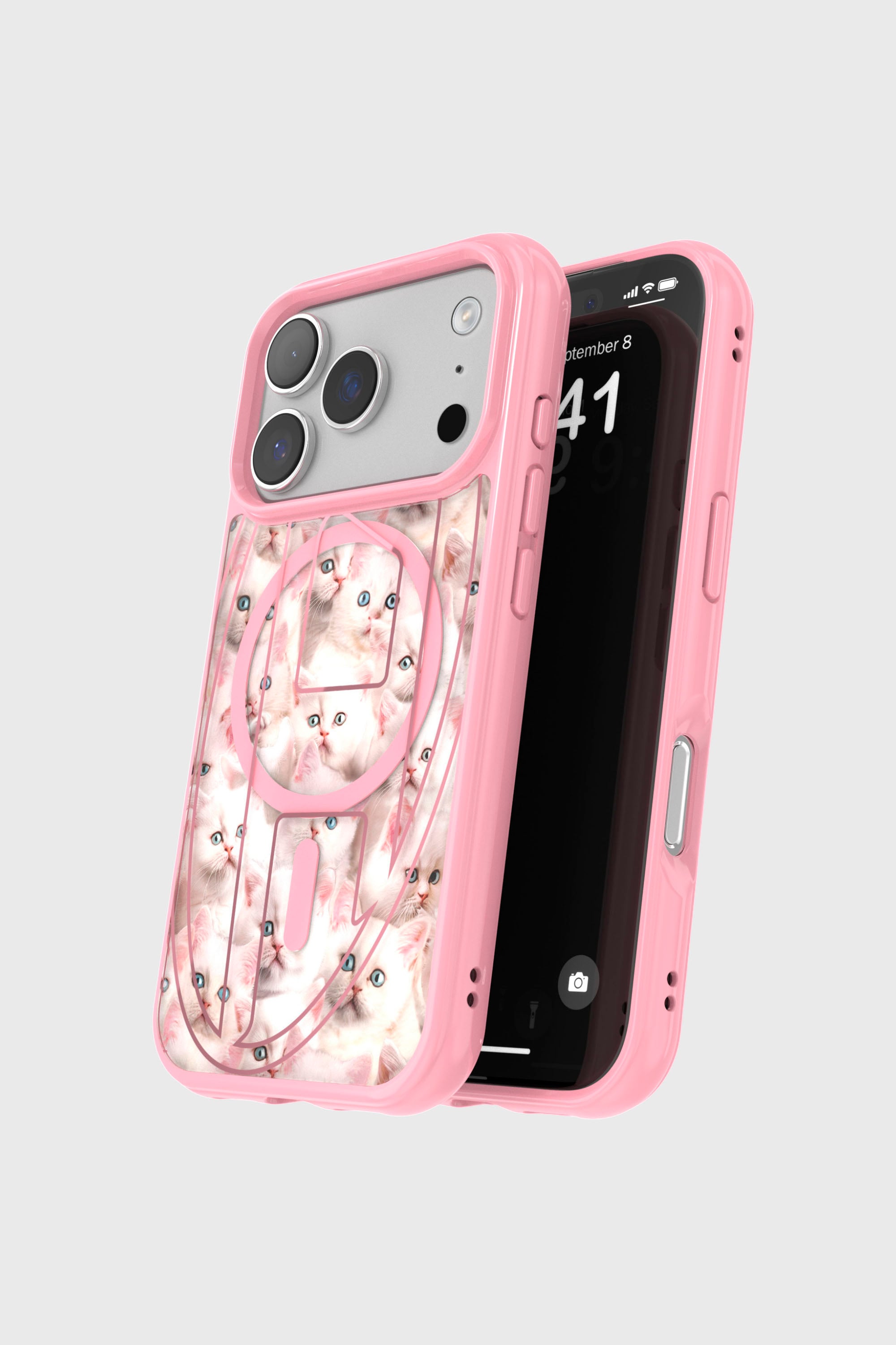 Women's Oval D cats case with magsafe for iPhone 17 Pro | Pink