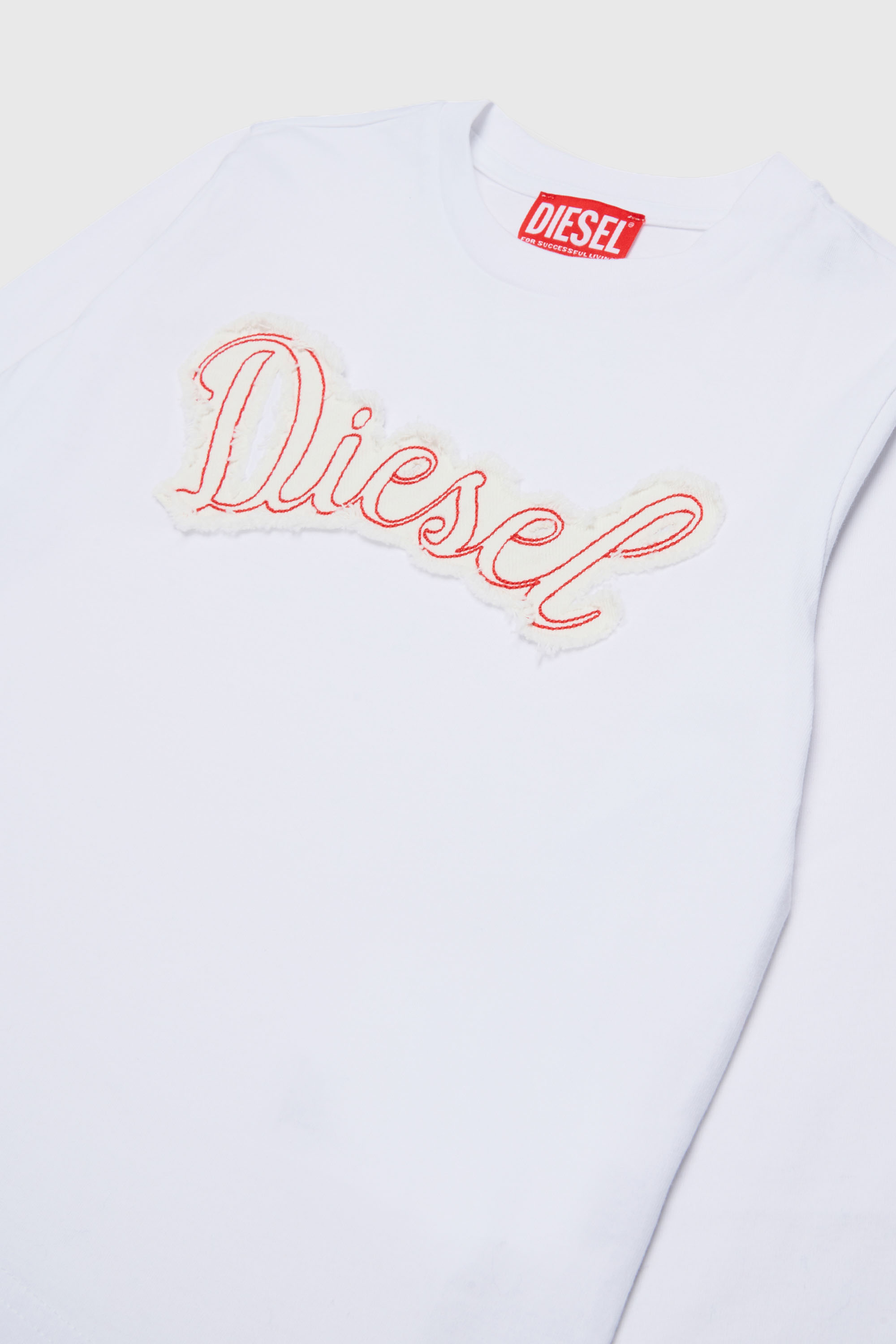 Diesel - TLIBBY, Damen Langarm-T-Shirt mit ausgefranstem Logo-Patch in Wei&szlig; - 3