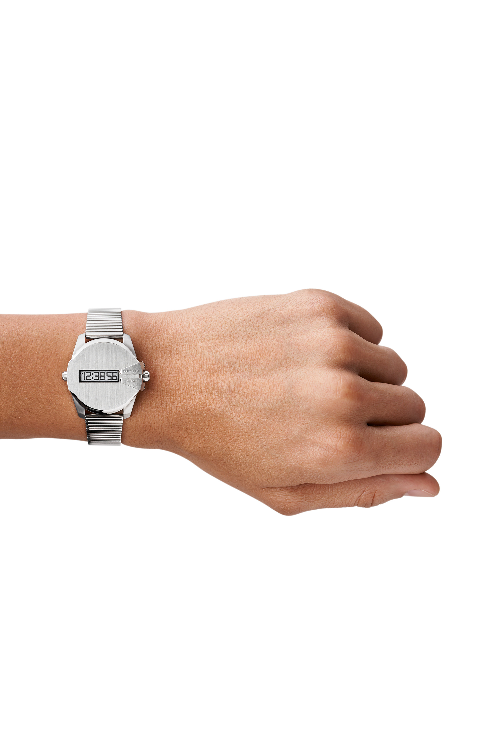 Diesel - DZ1962, Unisex Baby Chief-Armbanduhr mit digitalem Uhrwerk und Edelstahlarmband in Silber - 4