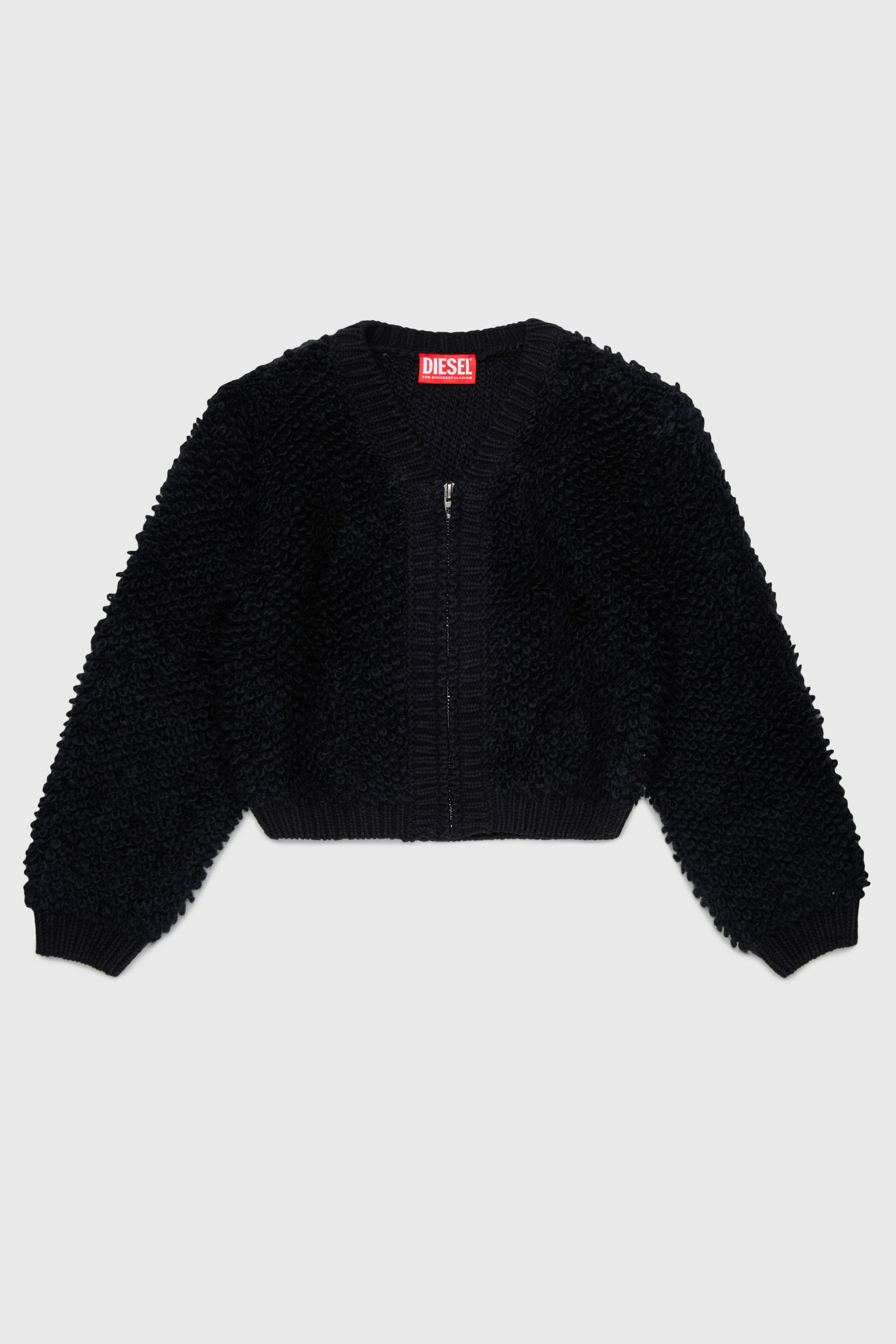 Diesel - KRIM, Damen Zip-Cardigan aus strukturiertem Boucl&eacute;-Strick in Schwarz - 1