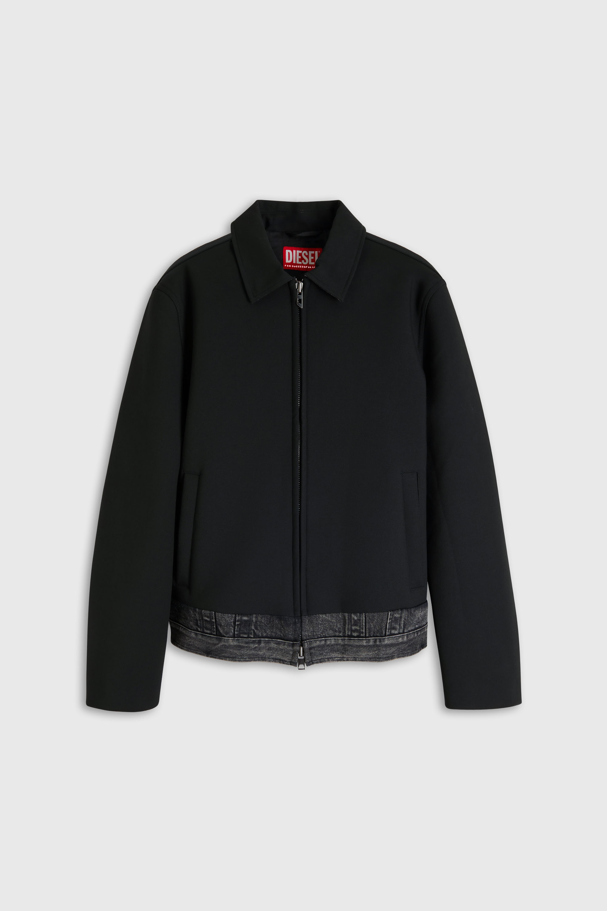 Diesel - J-RAJAM, Herren Coach-Jacke mit Denim-Abschnitt in Schwarz - 2
