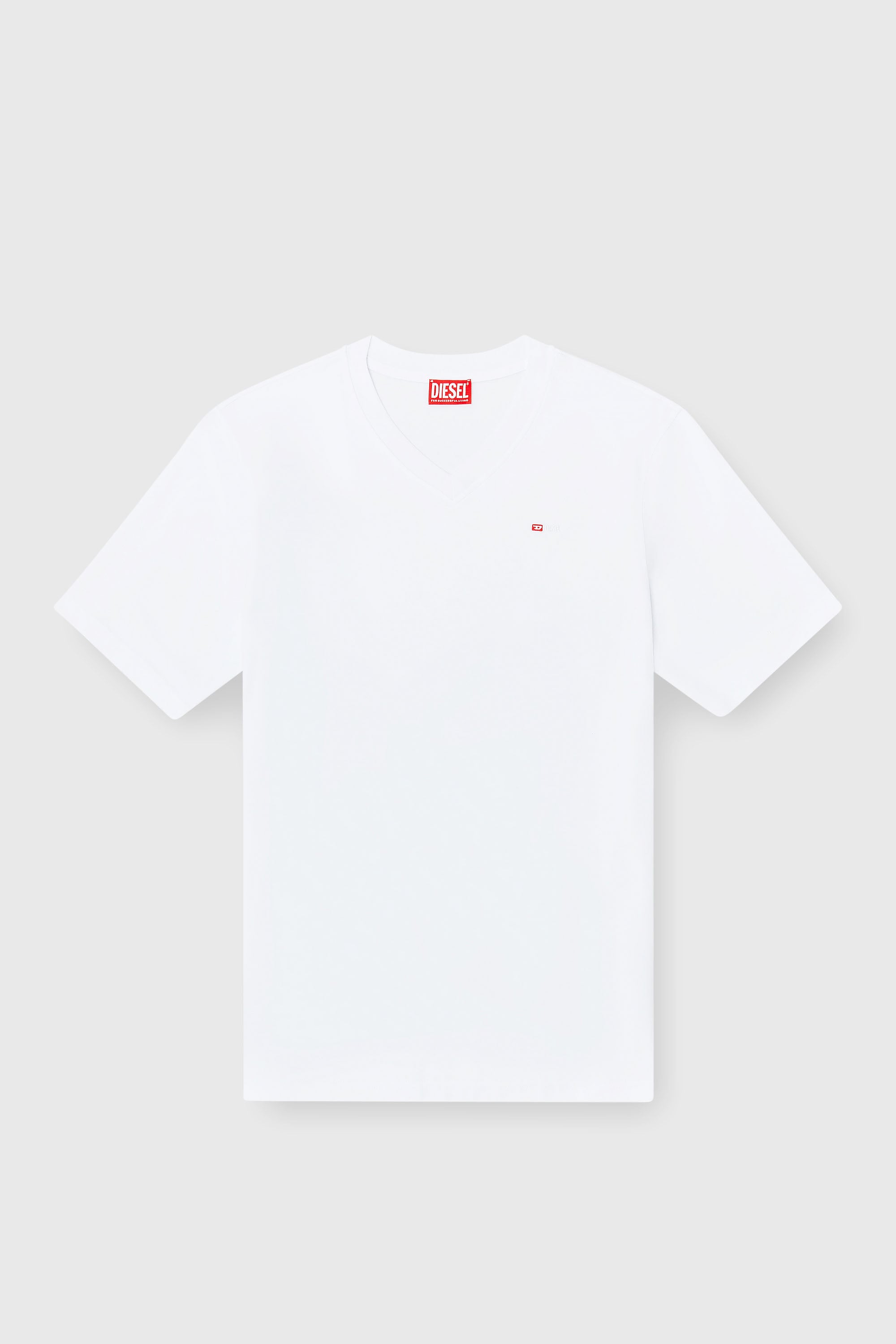 Diesel - T-ADJUST-V-MICRODIV, Herren T-Shirt mit V-Ausschnitt und Mikro-Logo-Stickerei in Wei&szlig; - 2