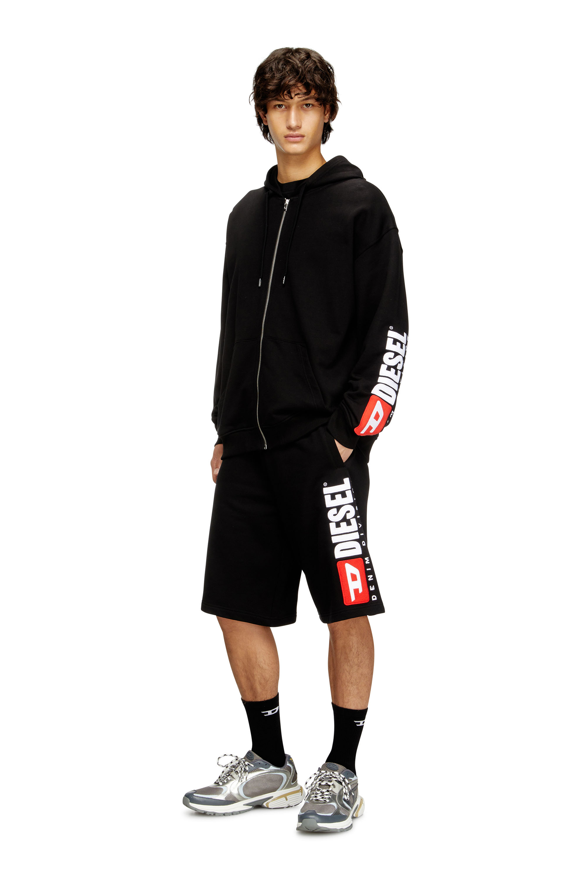 Diesel - P-CROW-DIV, Man's Fleece shorts with maxi logo patch in null - 2