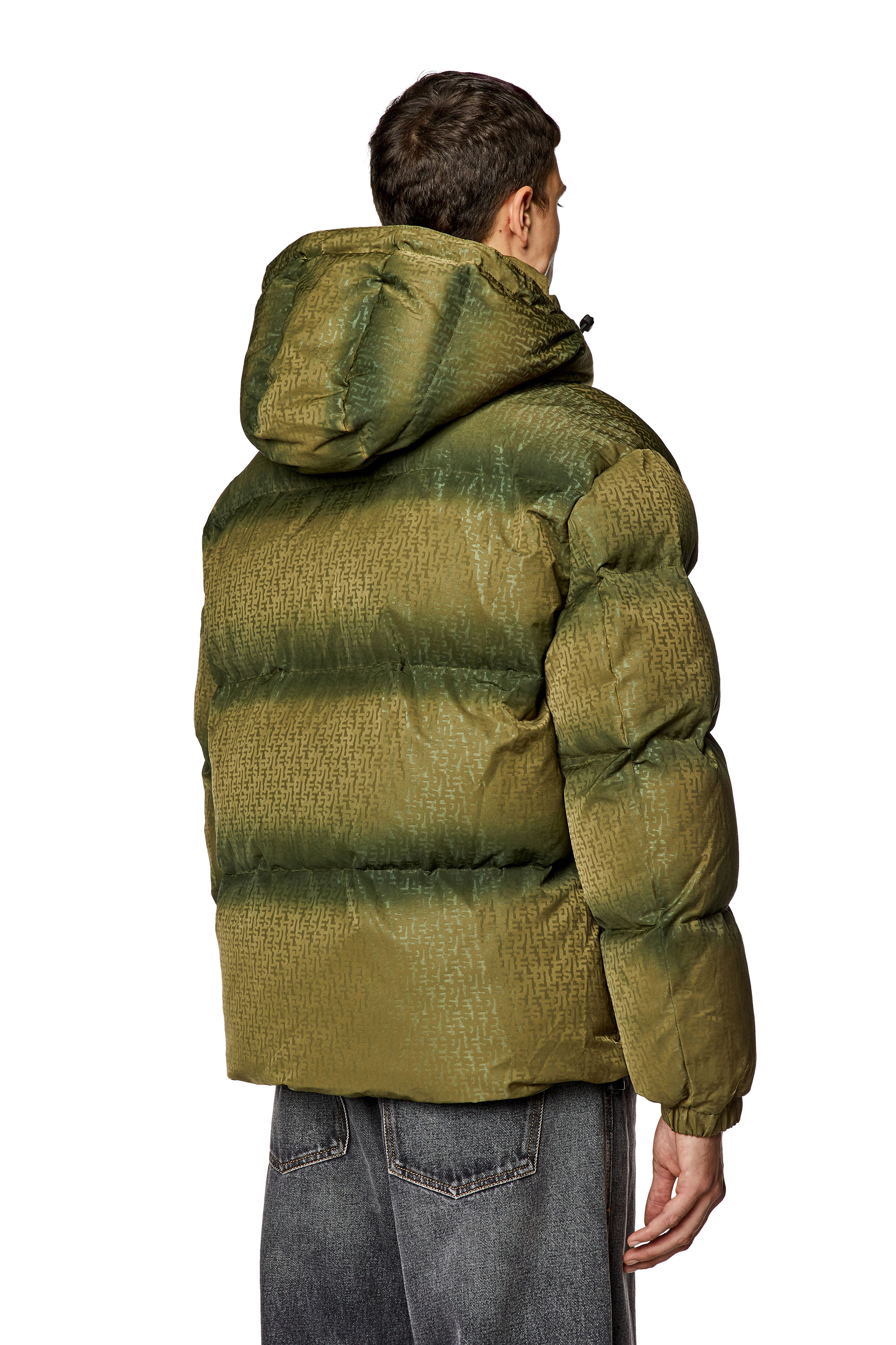 Diesel - W-ROLFYS-MON, Herren Pufferjacke mit Monogram-Motiv in Armeegrün - 4