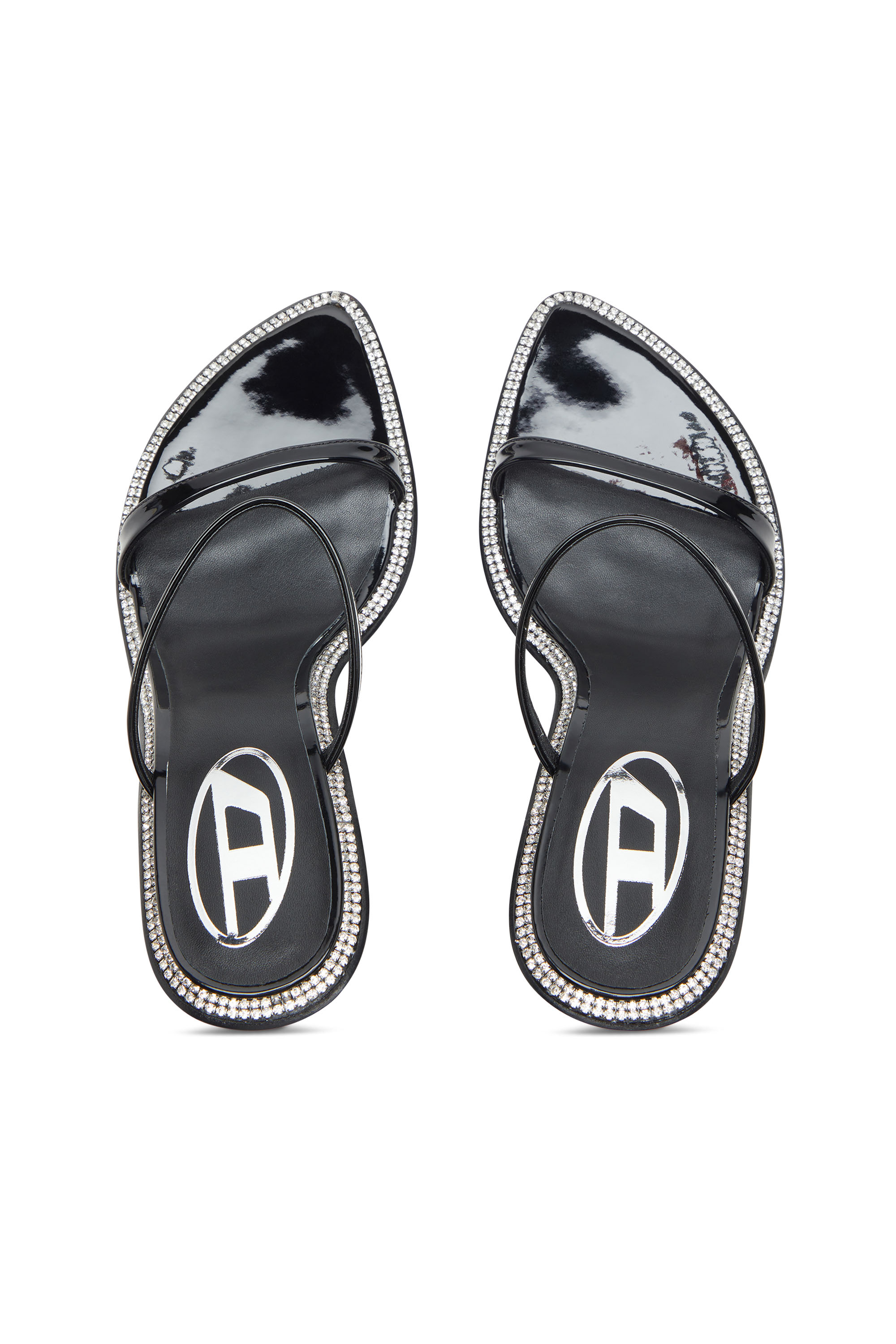Diesel - D-HAVANNA SDL, Damen D-Havanna-Riemen-Pantoletten aus Lackleder mit Kristallen in Schwarz - 5