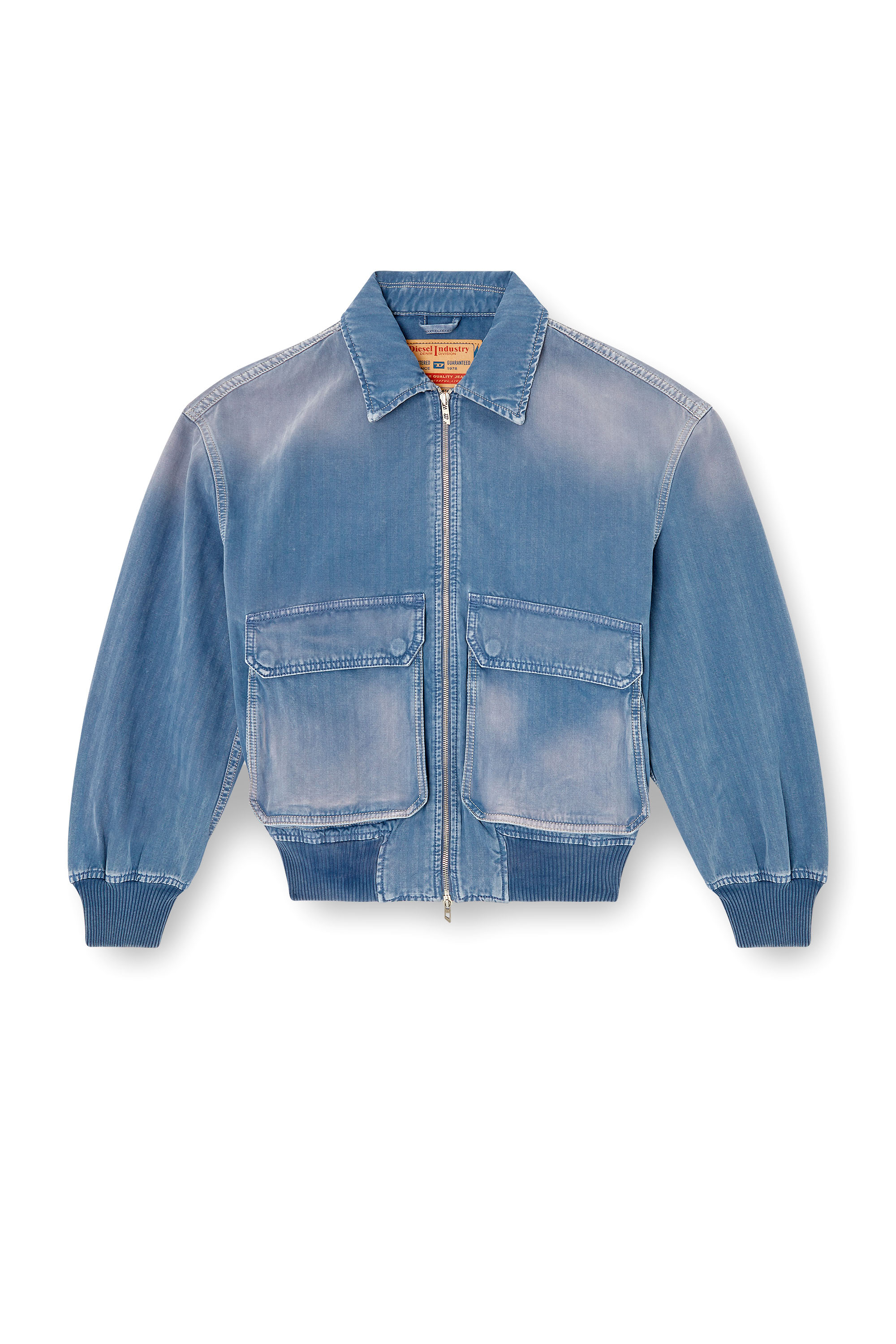 Diesel - D-KURZ, Unisex Jacke aus farbigem Fischgräten-Denim in Hellblau - 2