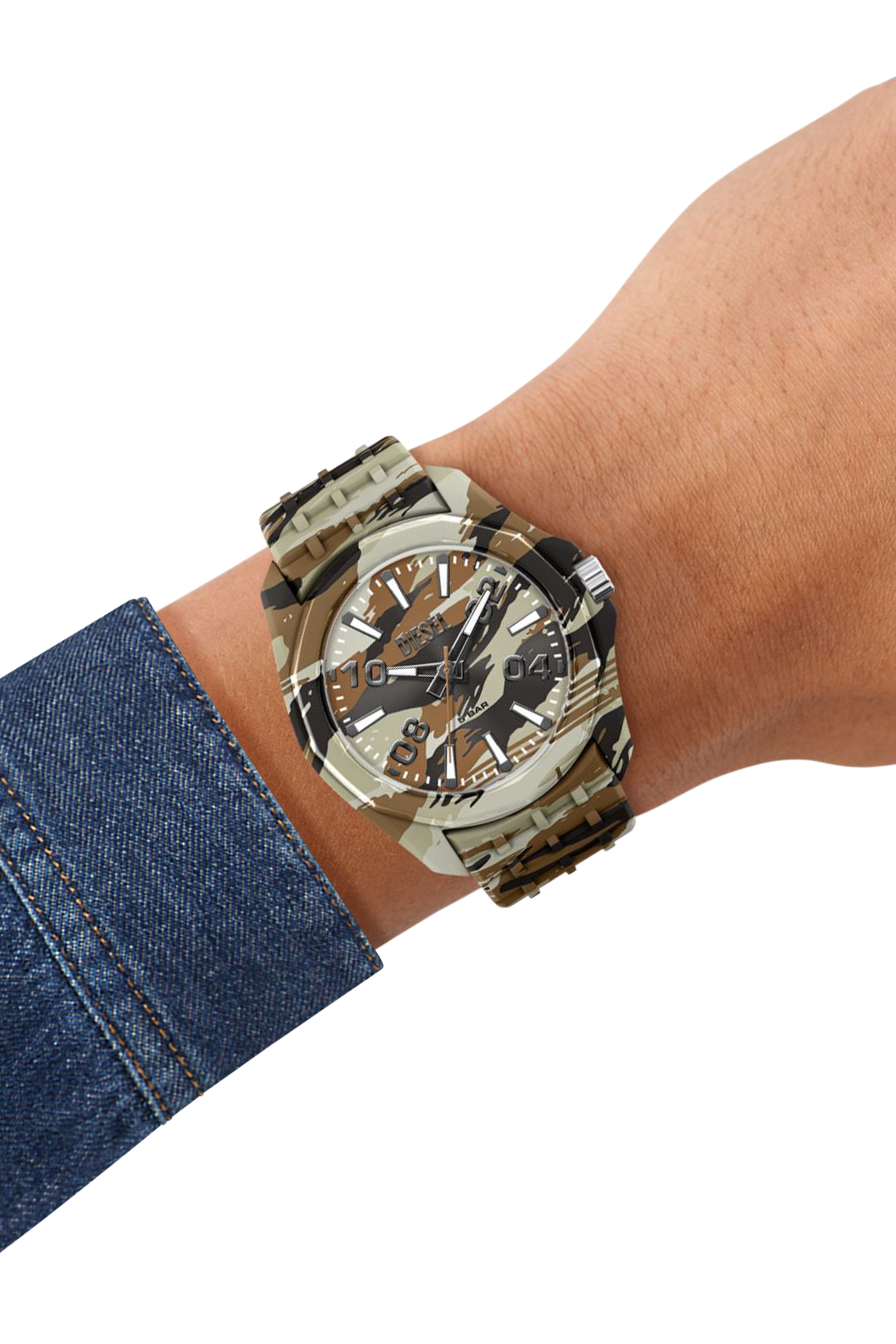 Diesel - DZ2242 WATCH, Herren Stinger camo silicone watch in Braun/Gr&uuml;n - 7