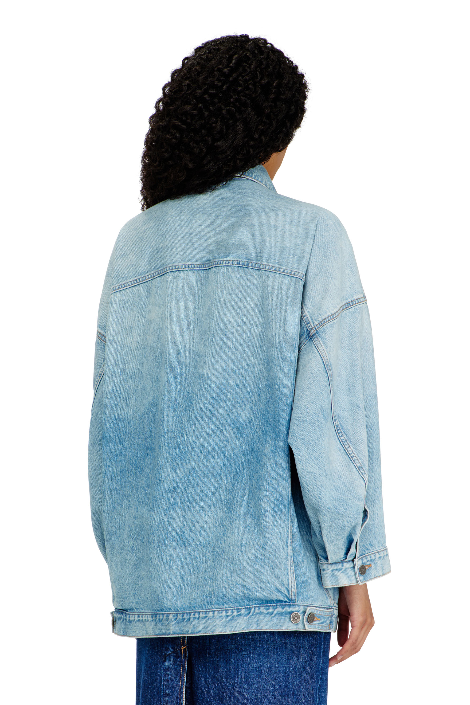 Diesel - DE-LIN, Woman's Oversized denim workwear jacket in Light Blue - 4