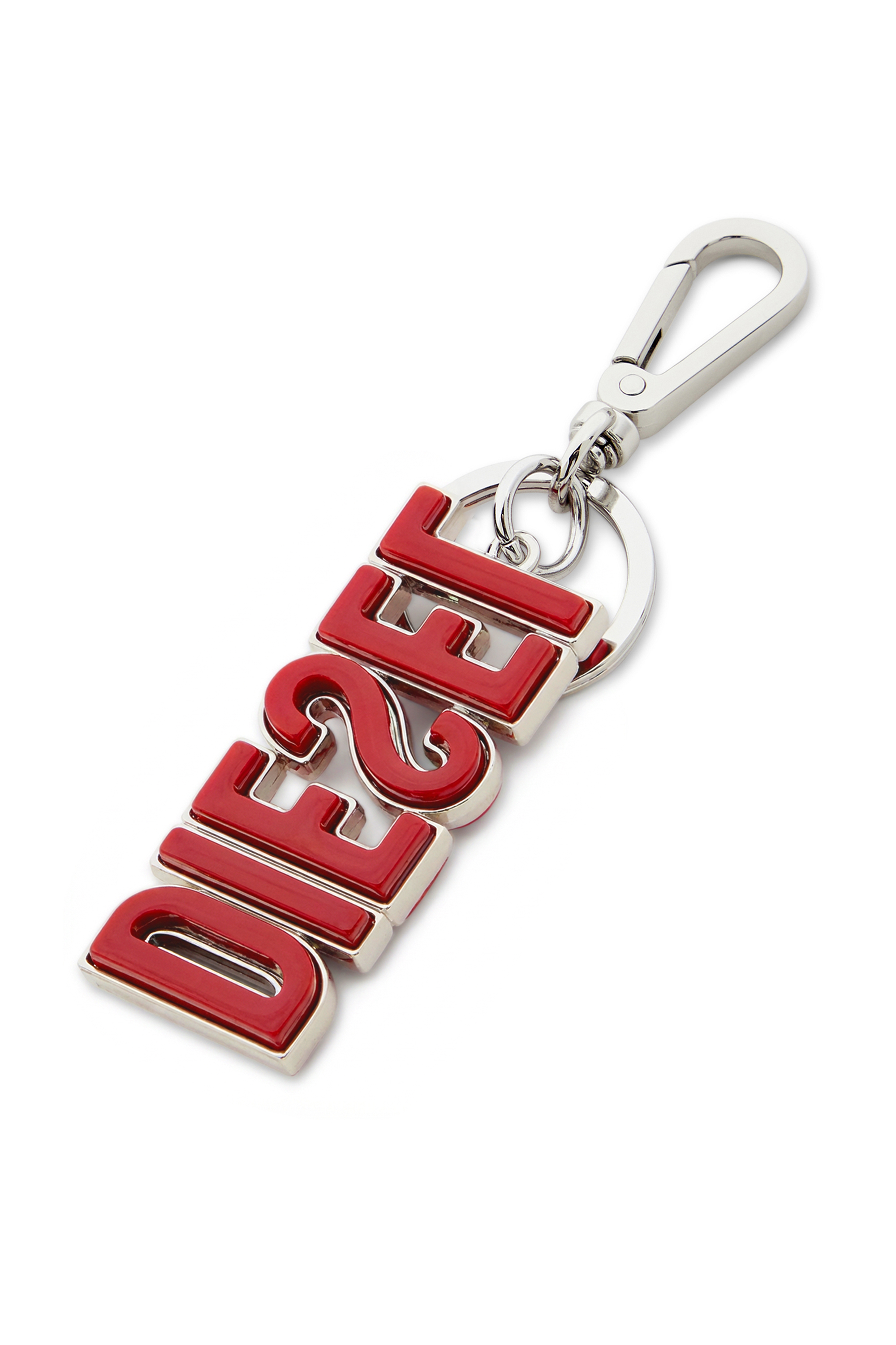Diesel - DSL 3D KEY RING, Herren DIESEL-Schl&uuml;sselring aus Metall und Harz in Schwarz/Rot - 3