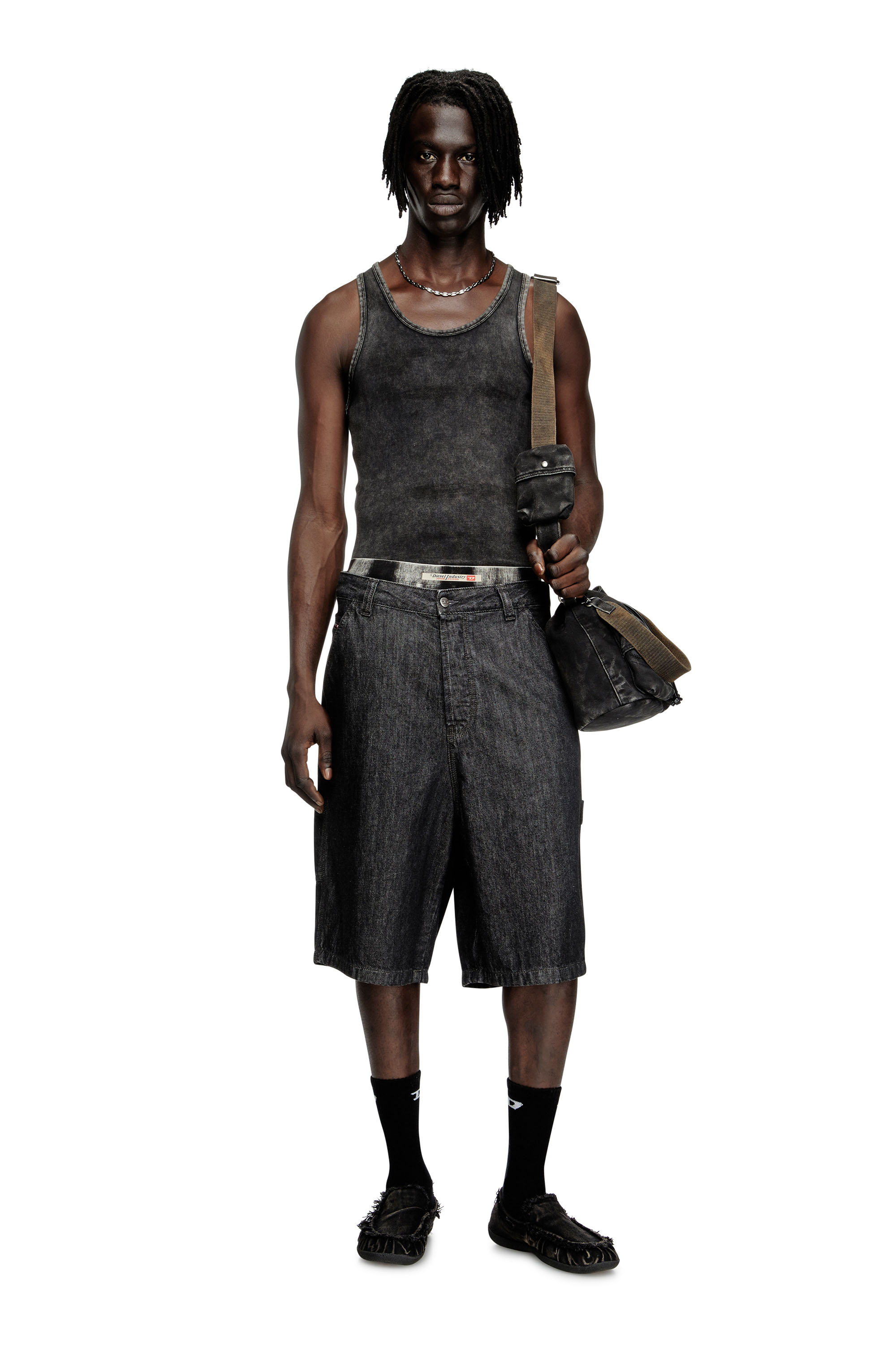 Diesel - D-LIVERY-W-SHORT, Herren Shorts aus Rinse-Wash-Denim in Schwarz/Dunkelgrau - 2
