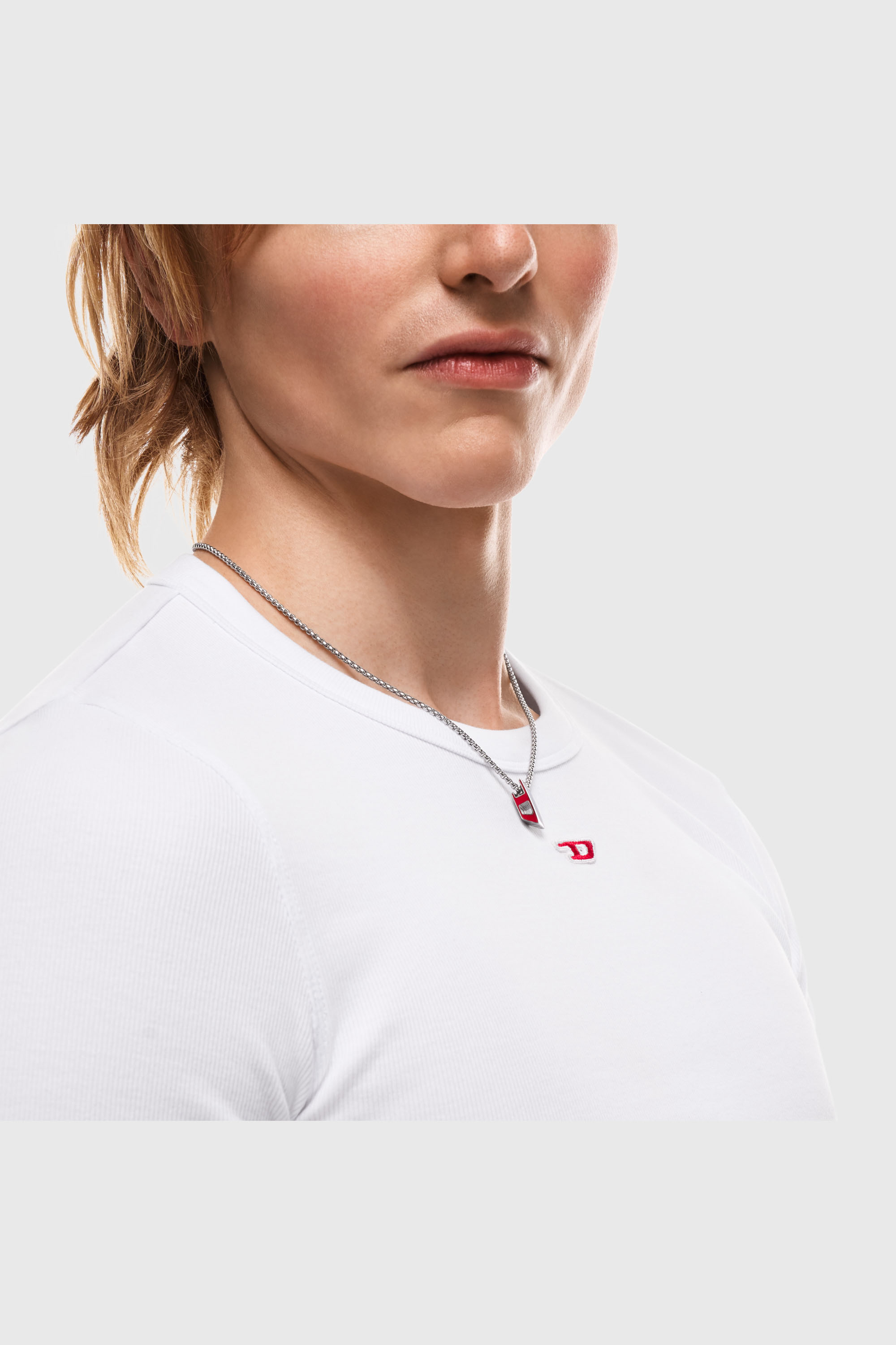 Diesel - DX1689040 JEWELLERY, Unisex Anh&auml;nger-Halskette aus Edelstahl in Silber/Rot - 6