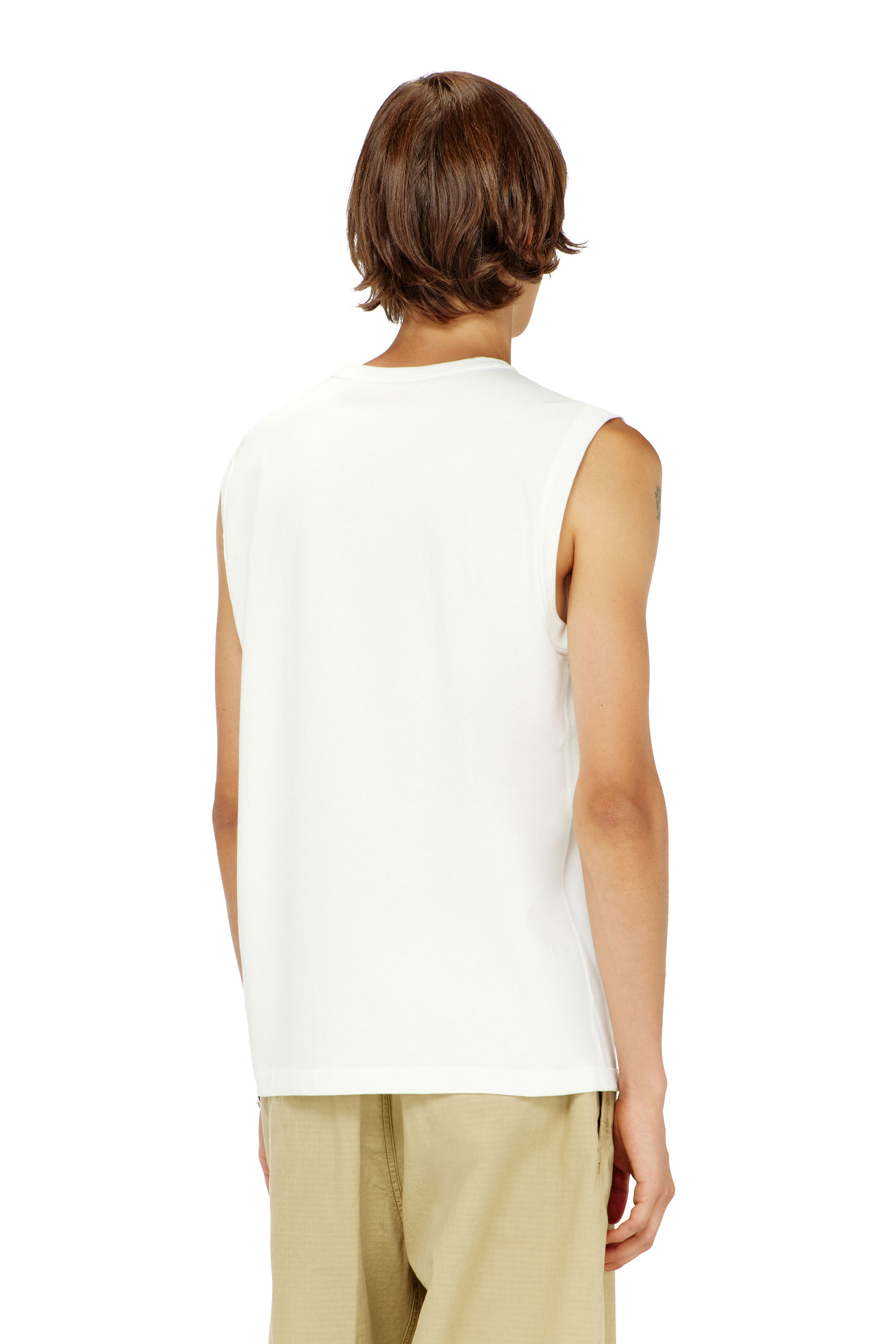Diesel - T-BISCO-IOD, Herren Baumwoll-Tanktop mit ovalem D-Logo in Metallic-Optik in Wei&szlig; - 4