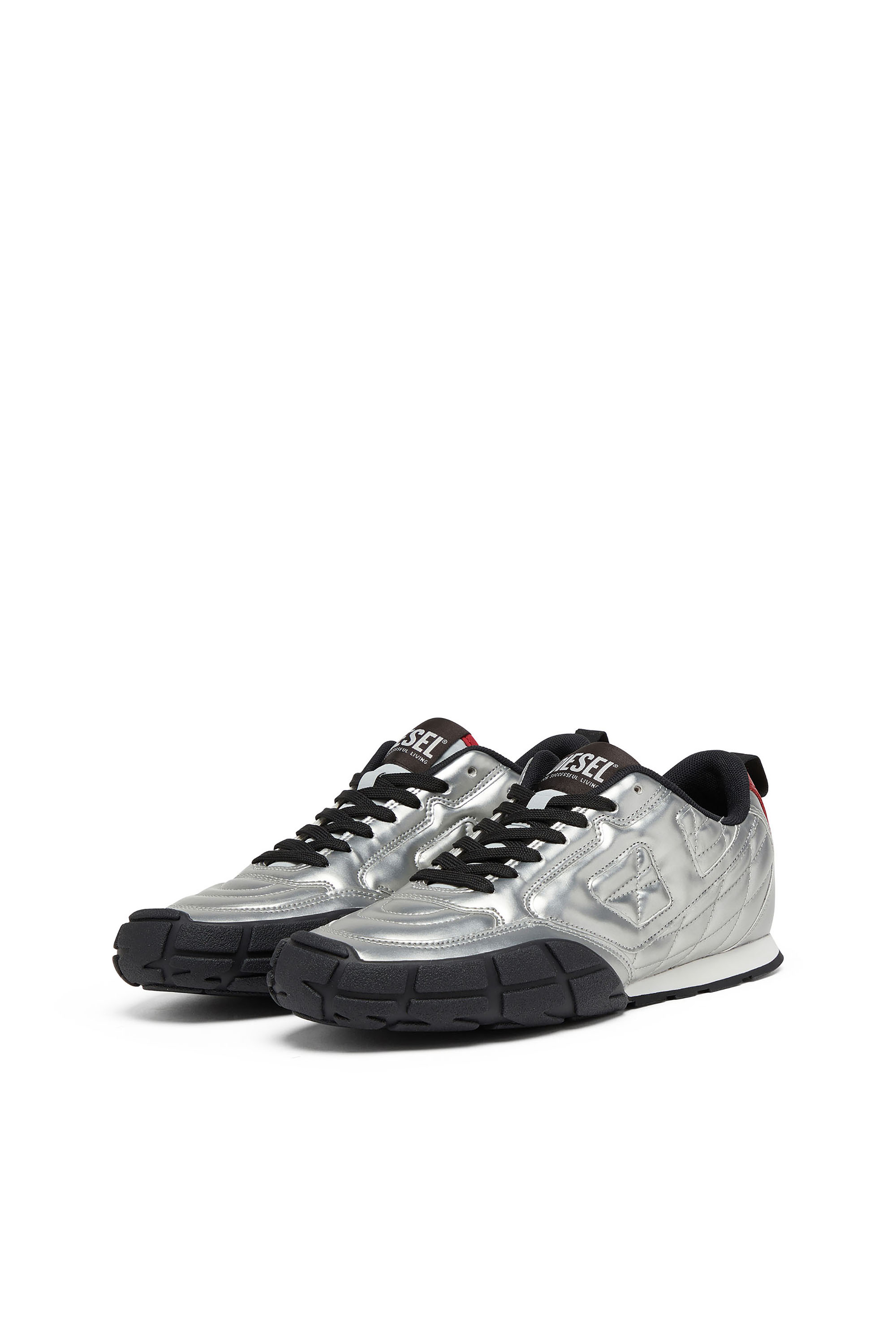 Diesel - S-PAGODHA LOW, Herren S-Pagodha-Quilted metallische Sneakers in Silber/Schwarz - 7