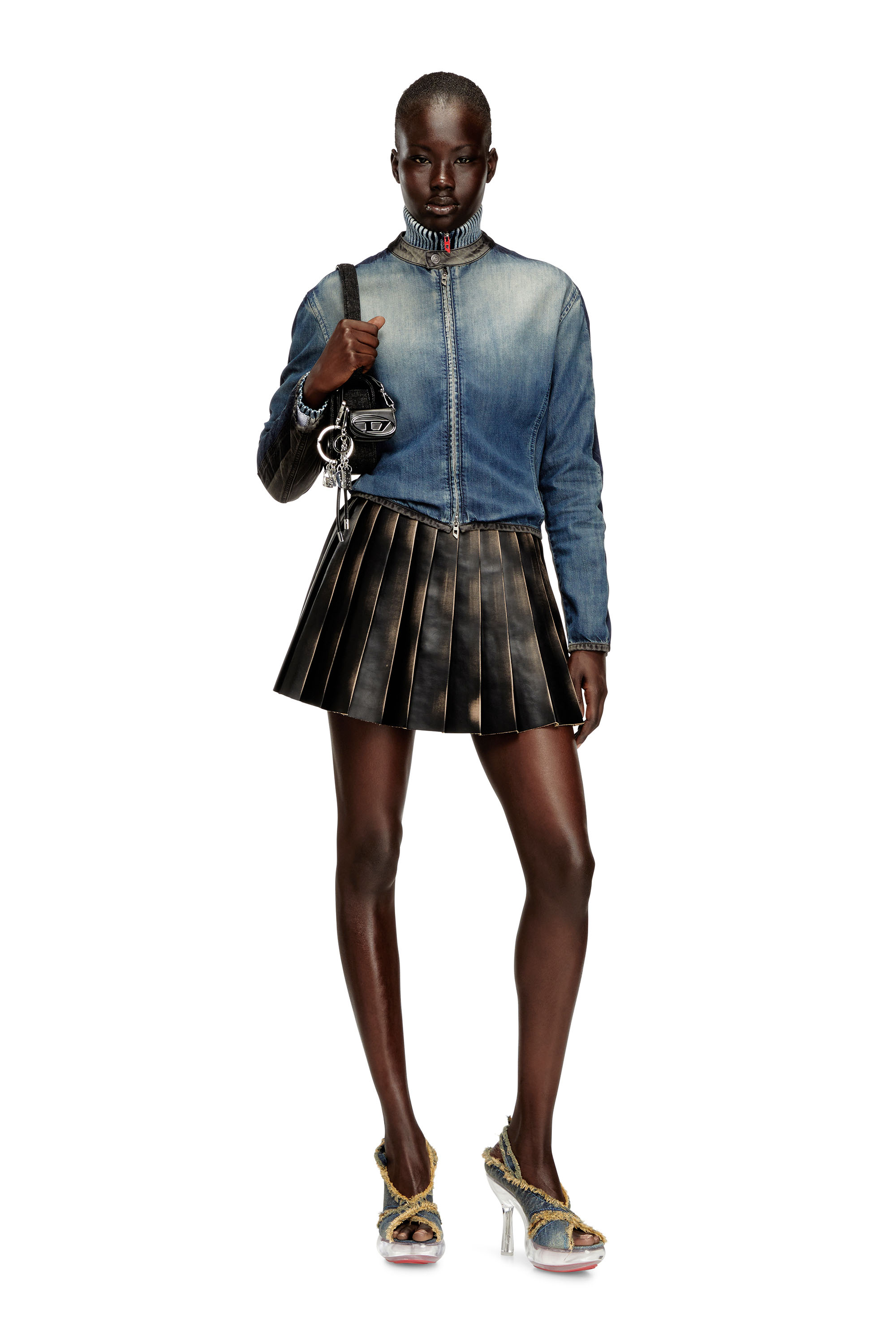 Diesel - O-SAKA-MINI, Damen Kurzer Faltenrock mit Used-Effekt in null - 2