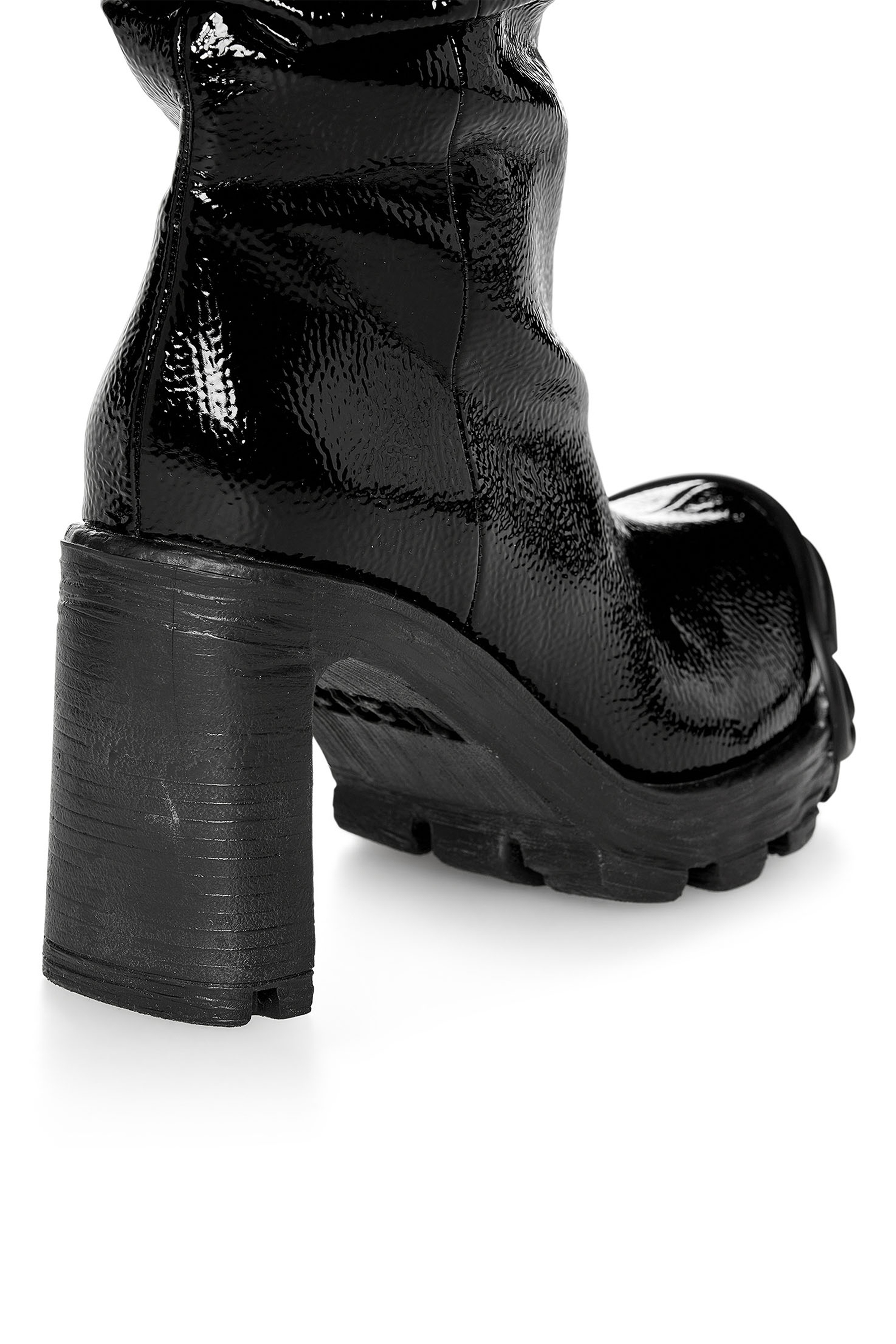 Diesel - D-HAMMER TBT D W, Damen D-Hammer-Glänzende Overknee-Stiefel in Schwarz - 5