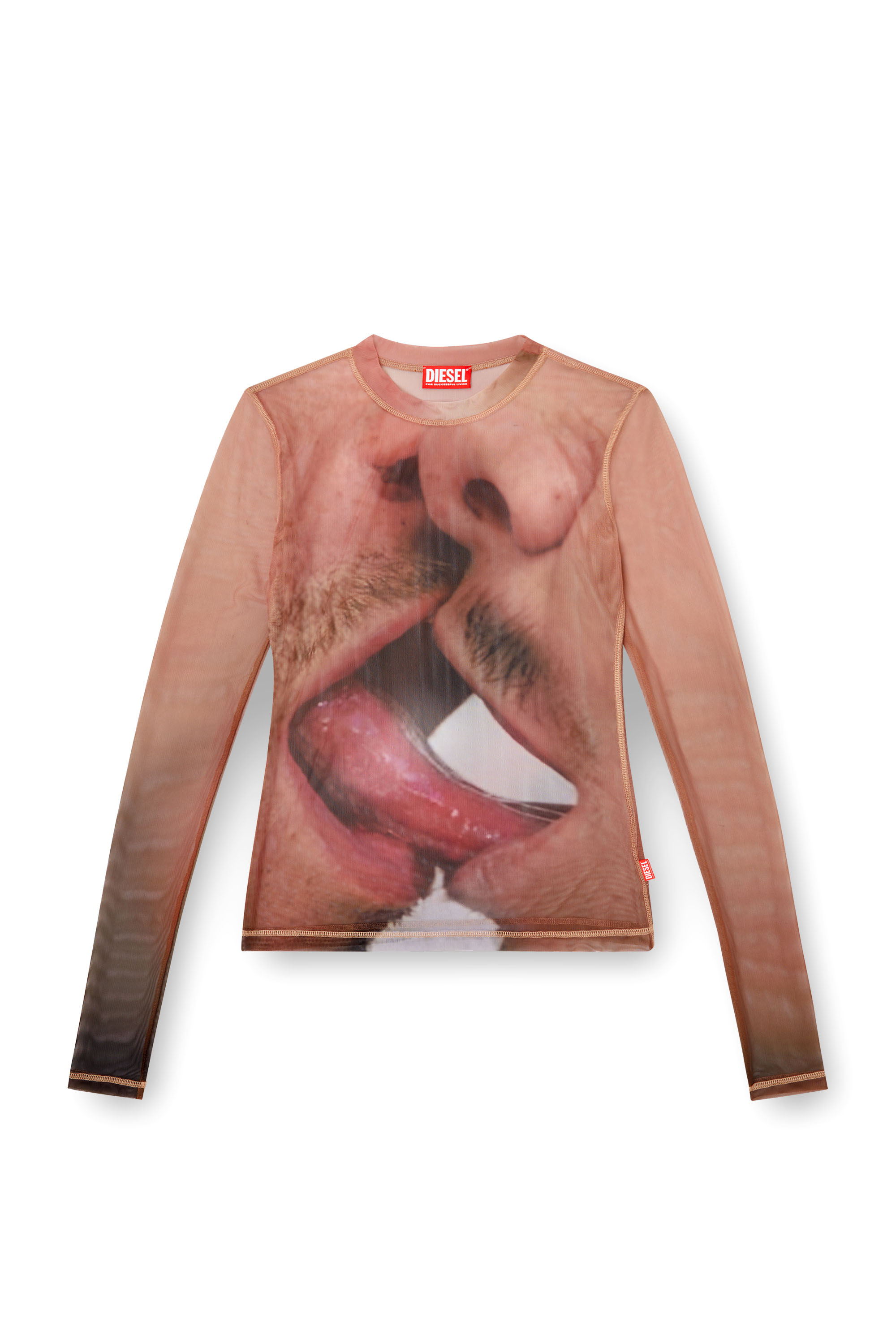 Diesel - PR-T-SIELAR-TOM25-1, Unisex Langarm-Oberteil aus bedrucktem Tech-Mesh in Rosa - 2