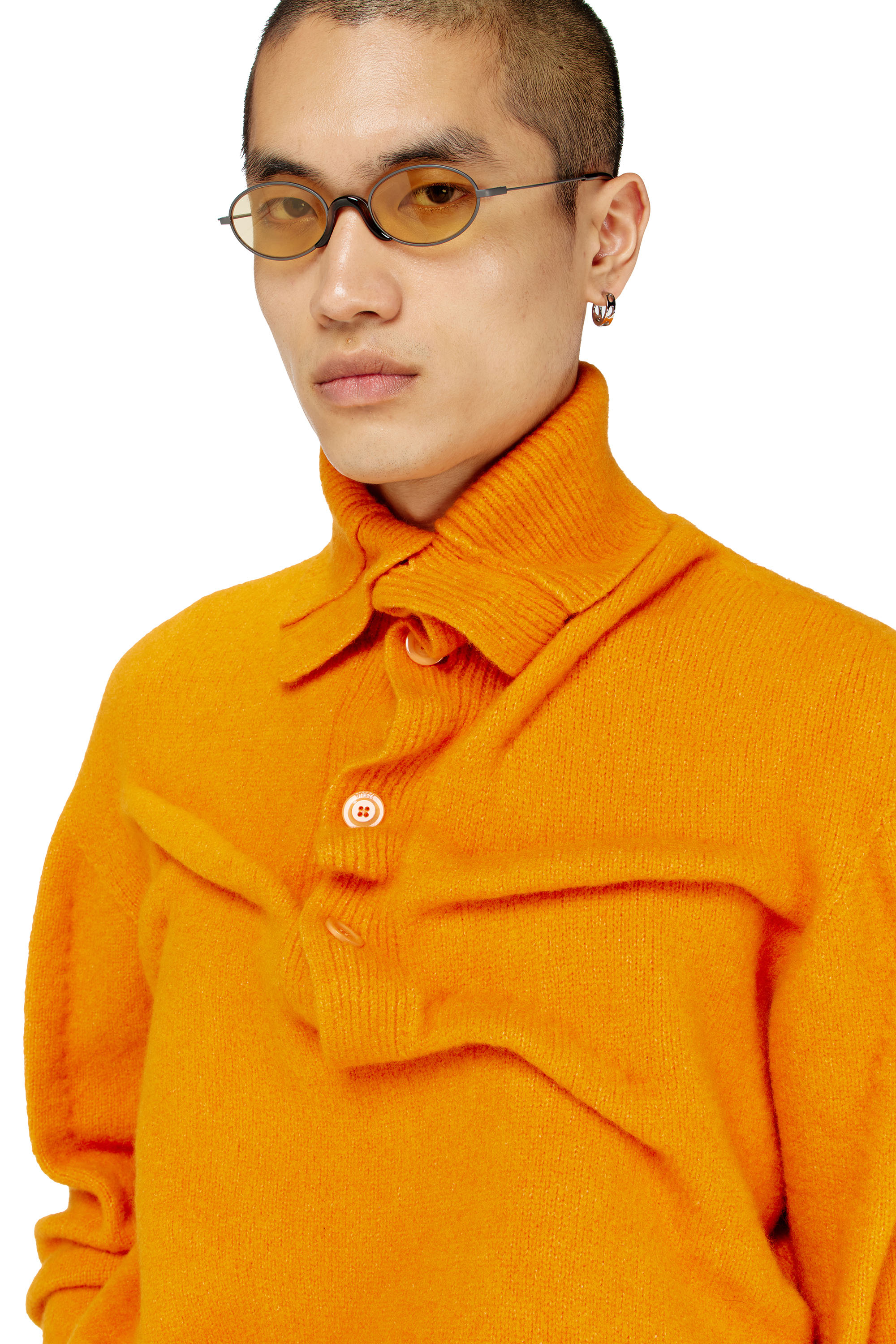Diesel - K-ANDREW, Herren Pullover mit Knopfleiste aus gekochtem, geknittertem Strick in null - 5