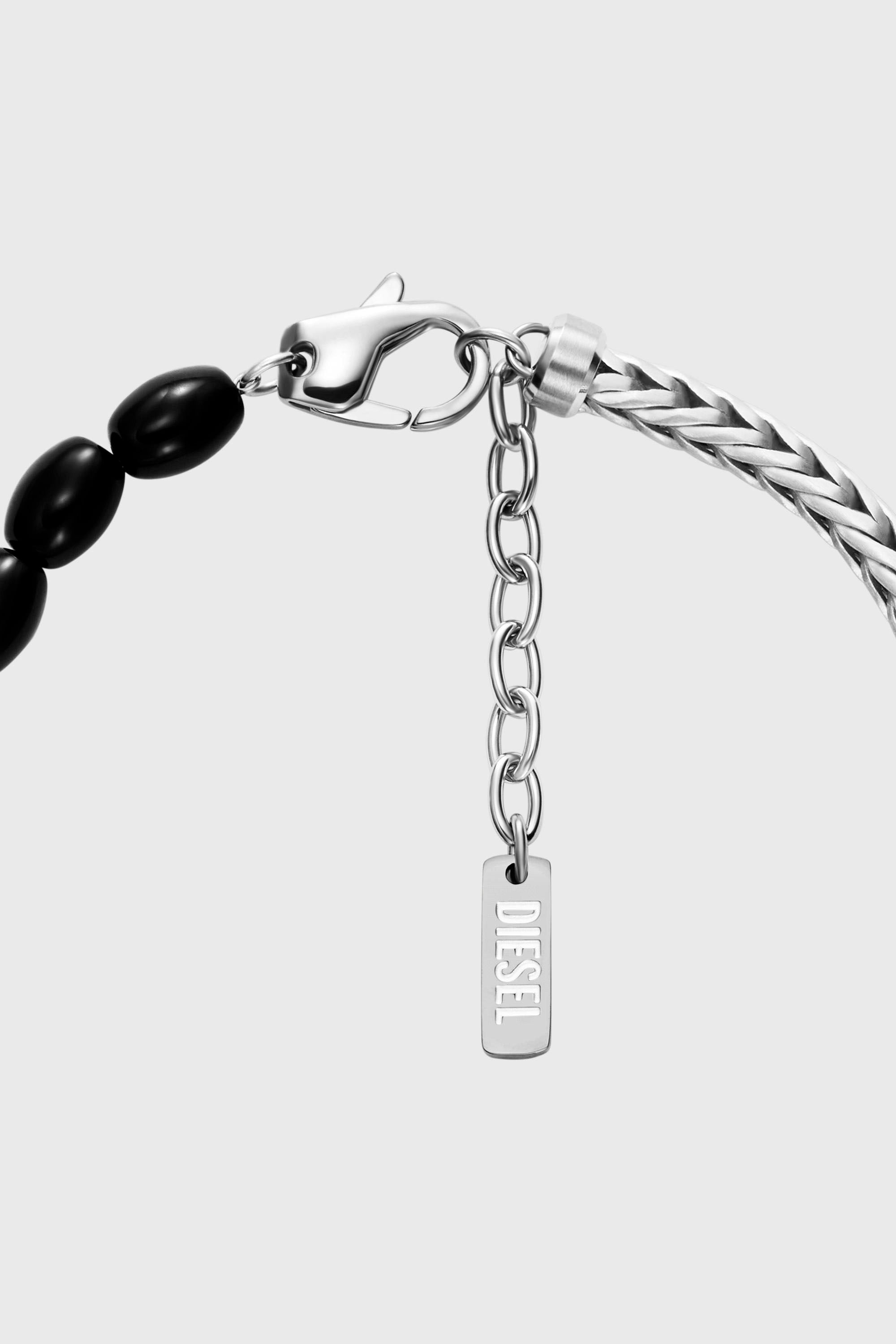 Diesel - DX1714040, Unisex Armband mit schwarzen Achatperlen in Silber/Schwarz - 2