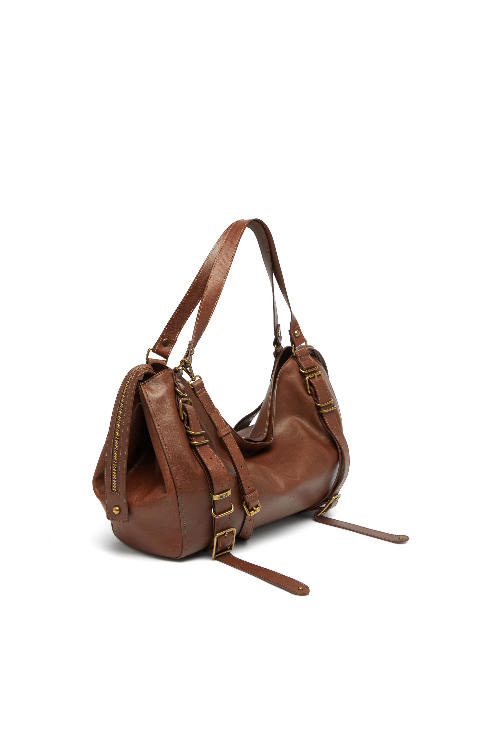 Diesel - D-ONE TOPHANDLE L, Unisex D-One-Large Henkeltasche aus behandeltem Leder in Braun - 4