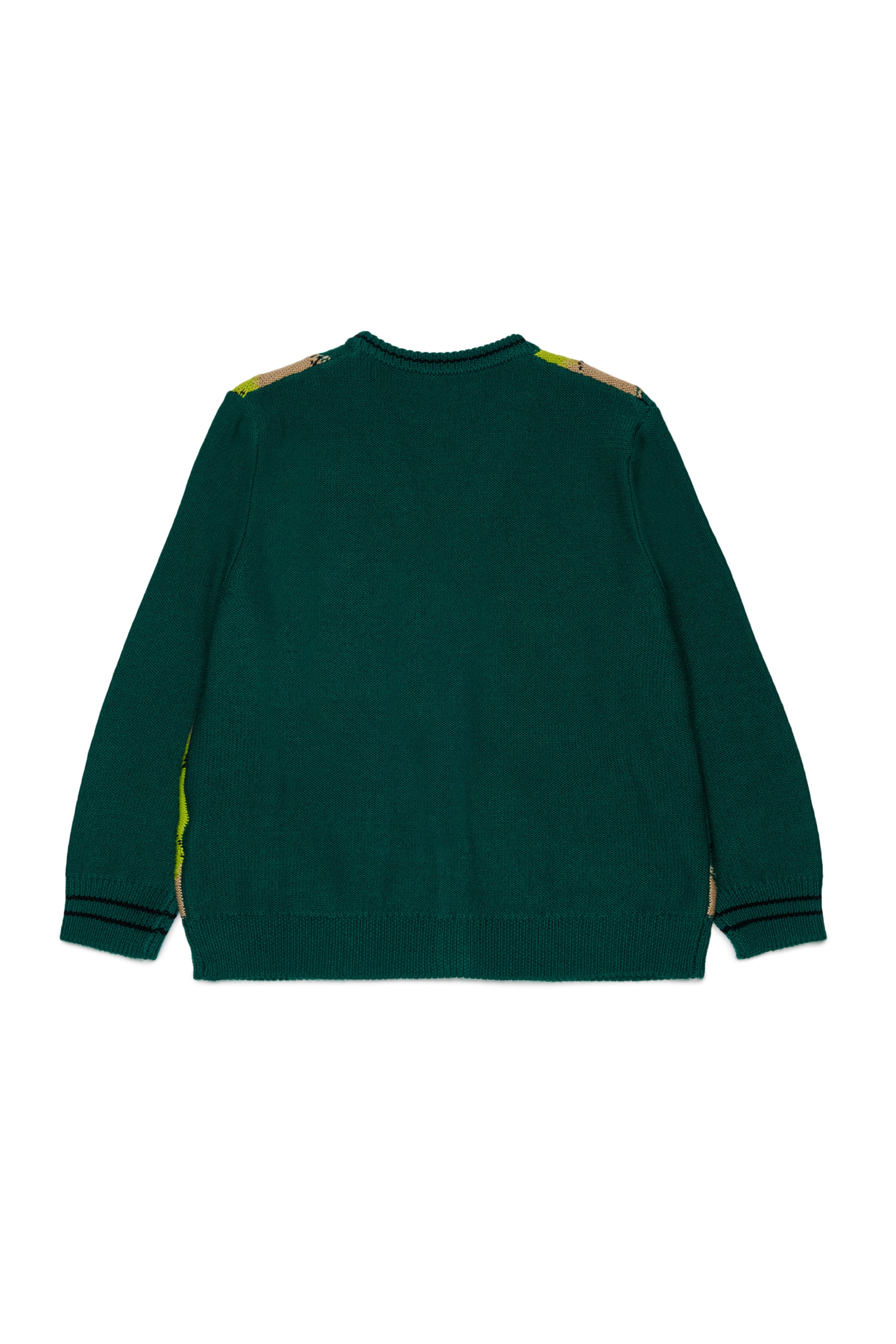 Diesel - KROMYCARDIGAN OVER, Unisex Cardigan aus Wollmischung mit Argyle-Muster in Gr&uuml;n - 2