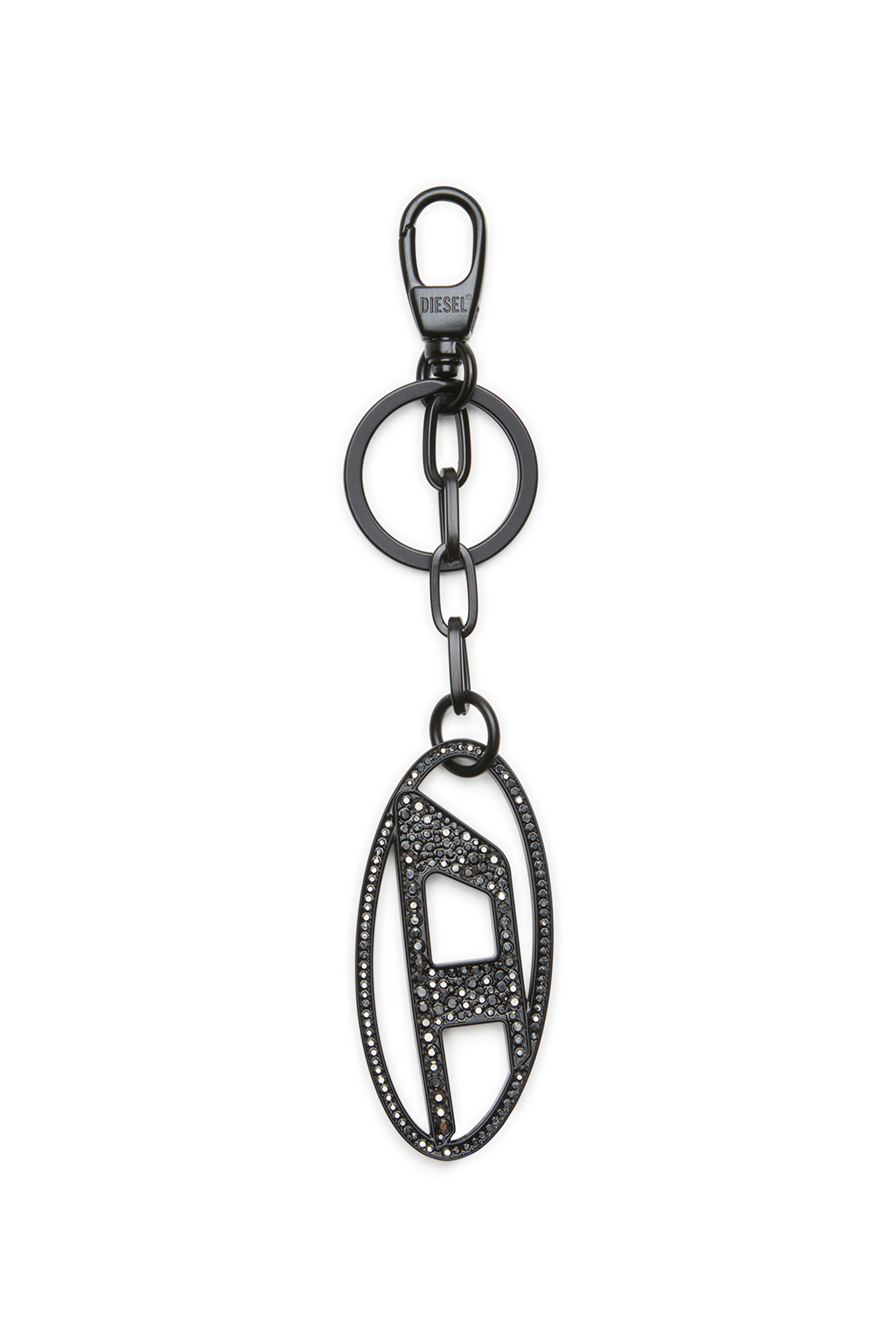 Diesel - HOLY-C, Damen Oval D-Schlüsselanhänger aus Metall mit Strass in Schwarz/Silber - 1
