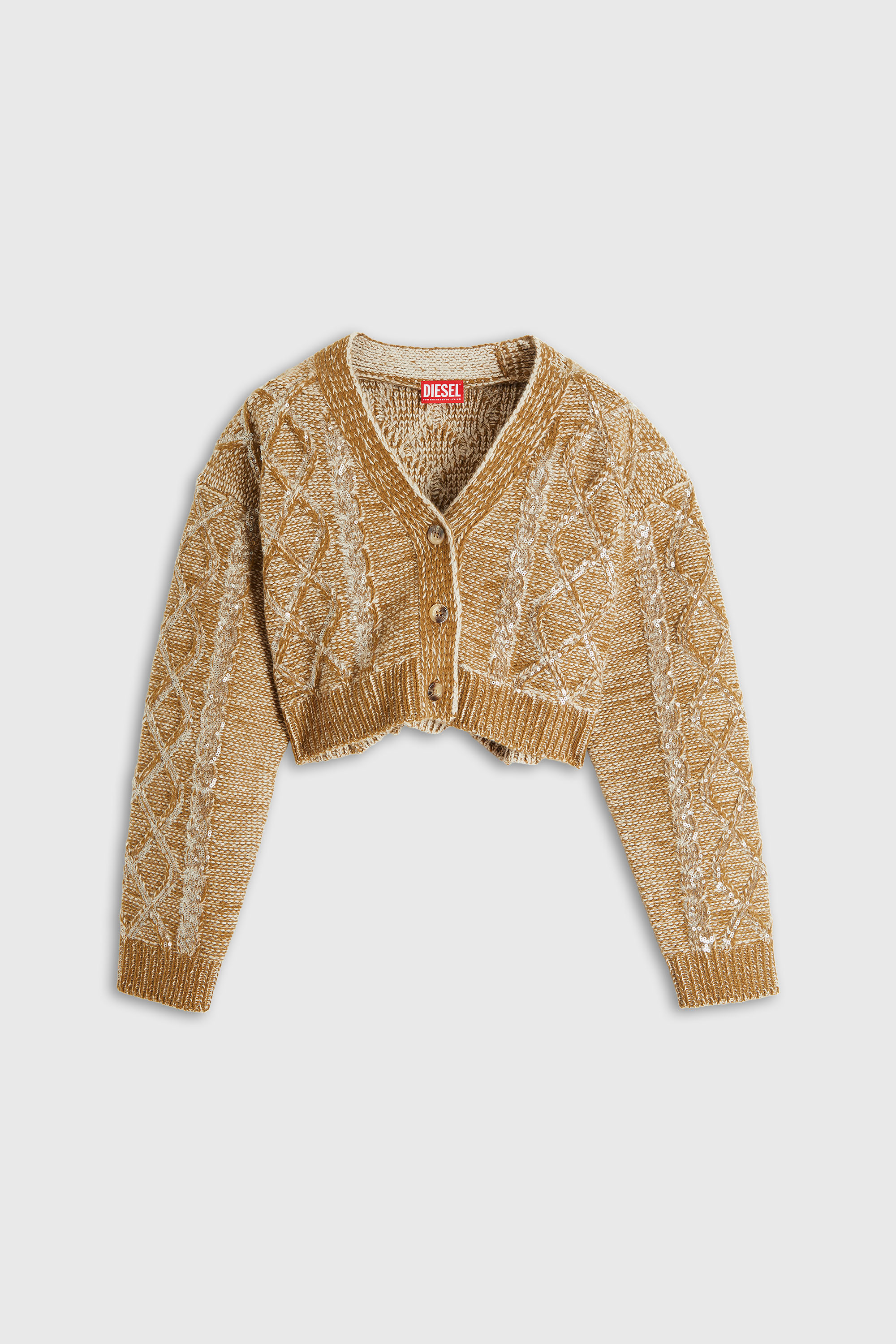 Diesel - M-BRAKY, Damen Wollstrick-Cardigan mit Pailletten in Gold - 2