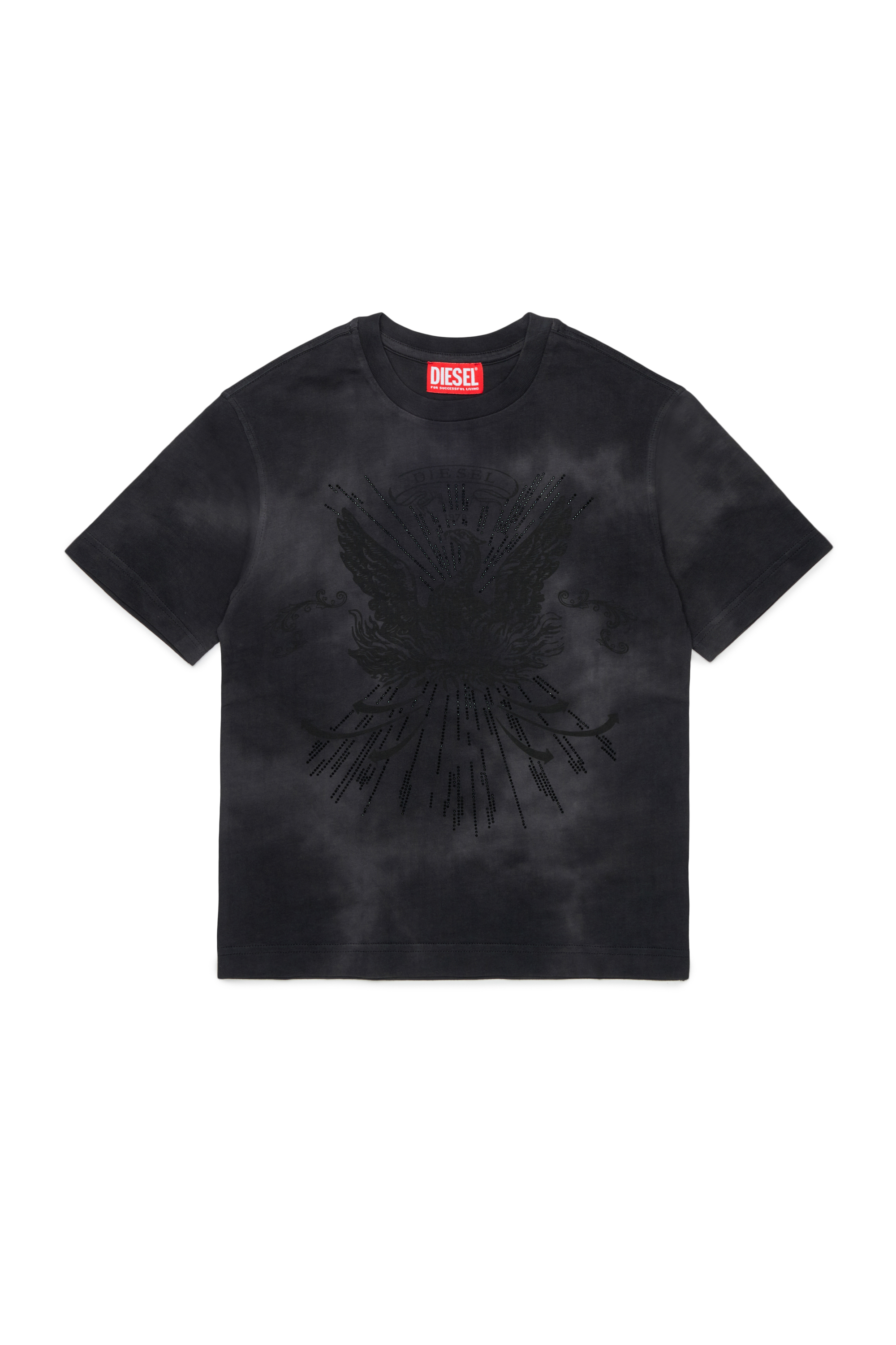 Diesel - TFIN OVER, Herren T-Shirt mit verziertem Ph&ouml;nix-Motiv in Schwarz - 1