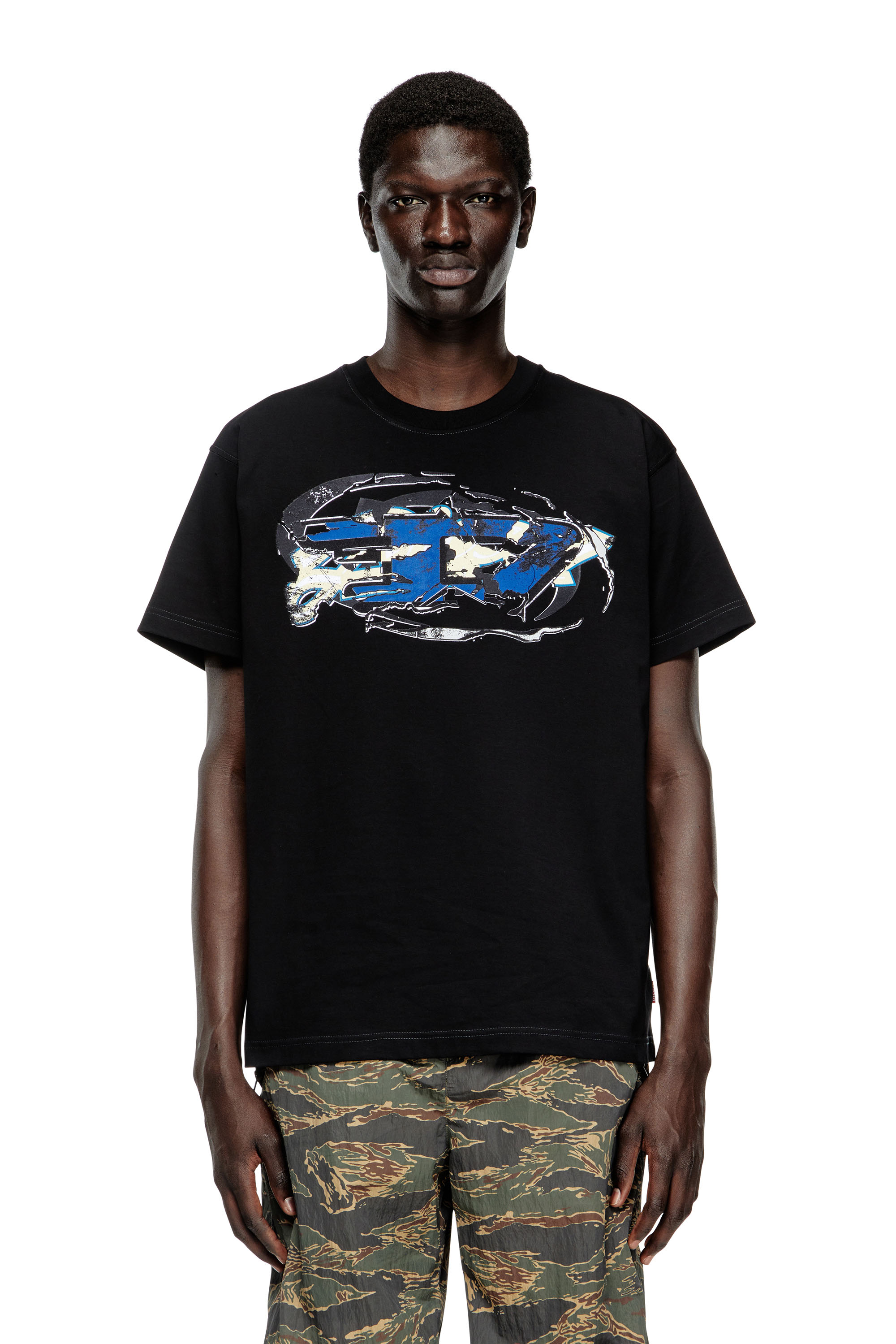 Diesel - T-NORM-T11, Herren T-Shirt mit Oval D-Logo in Schwarz - 3